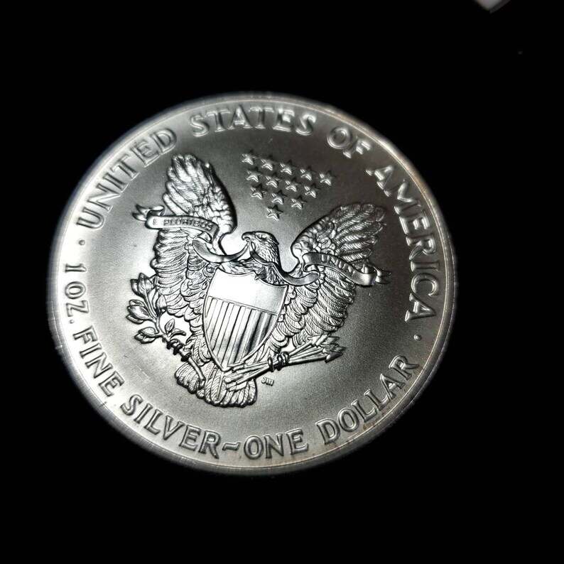 1991  American Silver Eagle BU  -  1 Oz .999 Cool toning on the rim-     Lot# 816