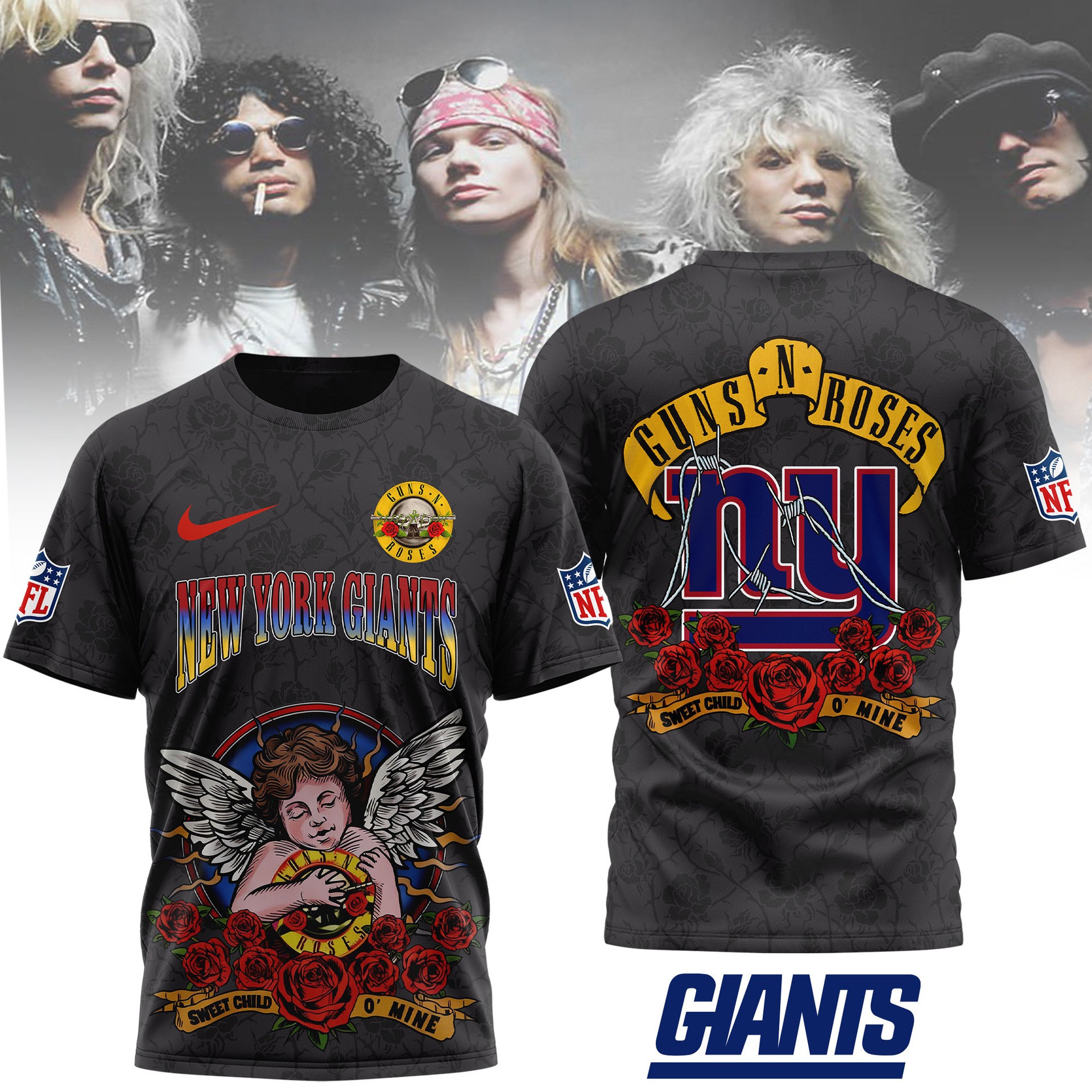 New York Giants | Premium NFL Guns N' Roses 3D Shirt MM