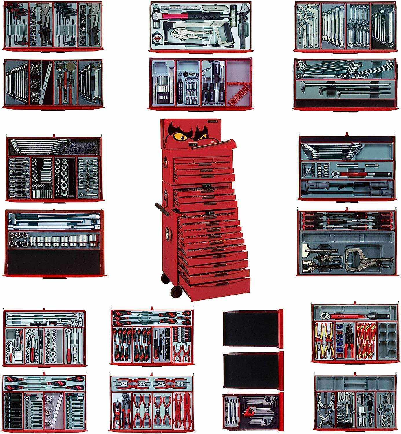 Tools 1001 Piece Mega Master Mixed Hand Tool Kit + 3 Toolbox Storage Cases - TCMM1001N, Silver