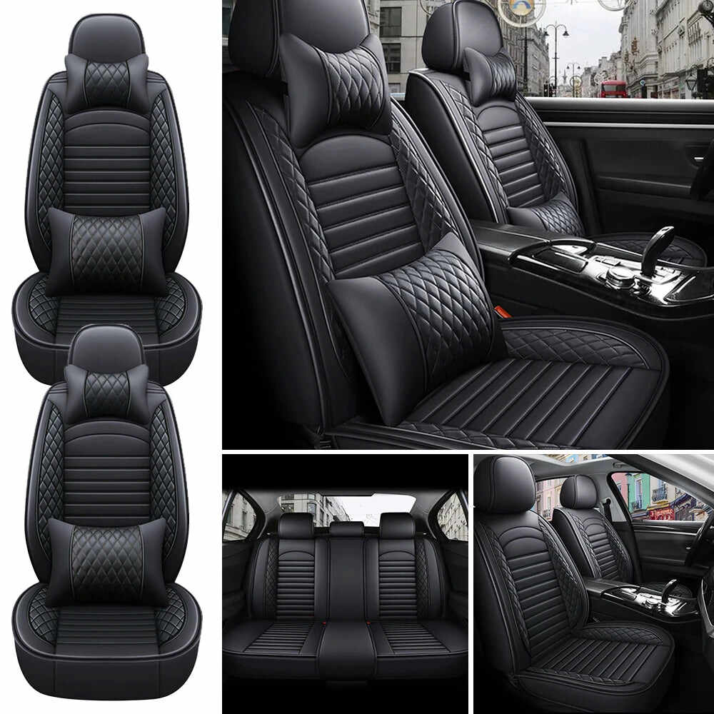 5-Seat Complete PU Leather Car Seat Cover Set - Full Interior Protection Kit