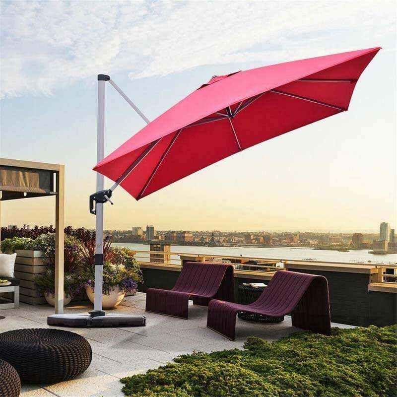 10 Ft Square Offset Patio Cantilever Umbrella with 360 Degree Tilt