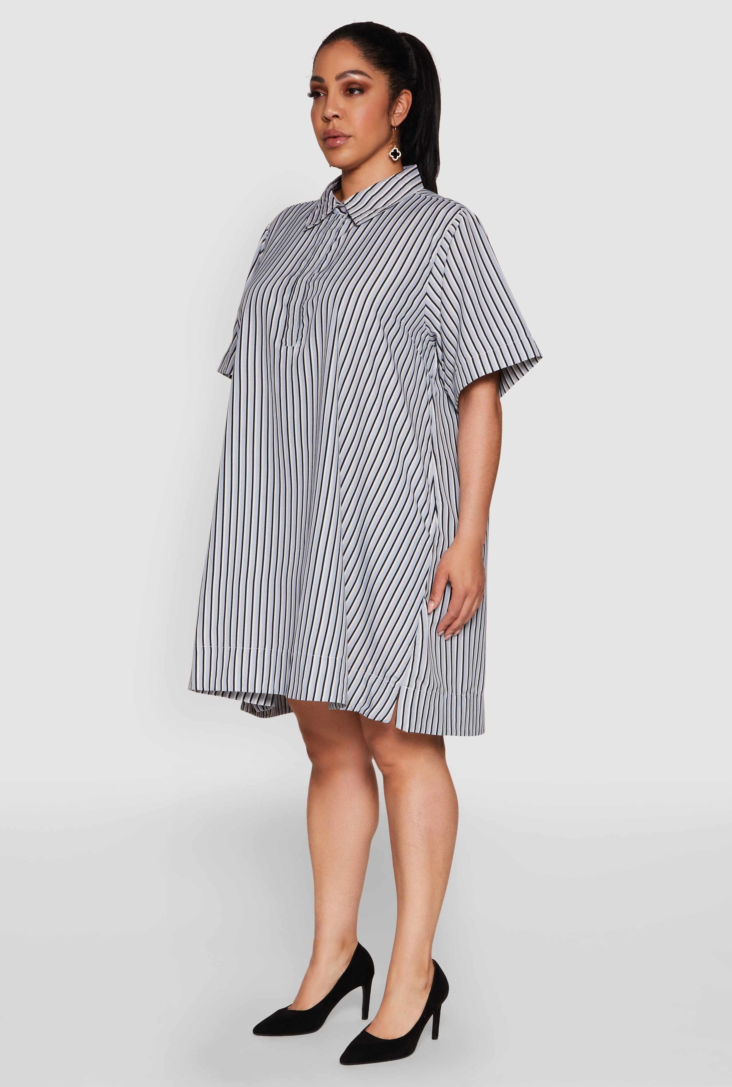 Plus Size Striped Short Sleeve Dress