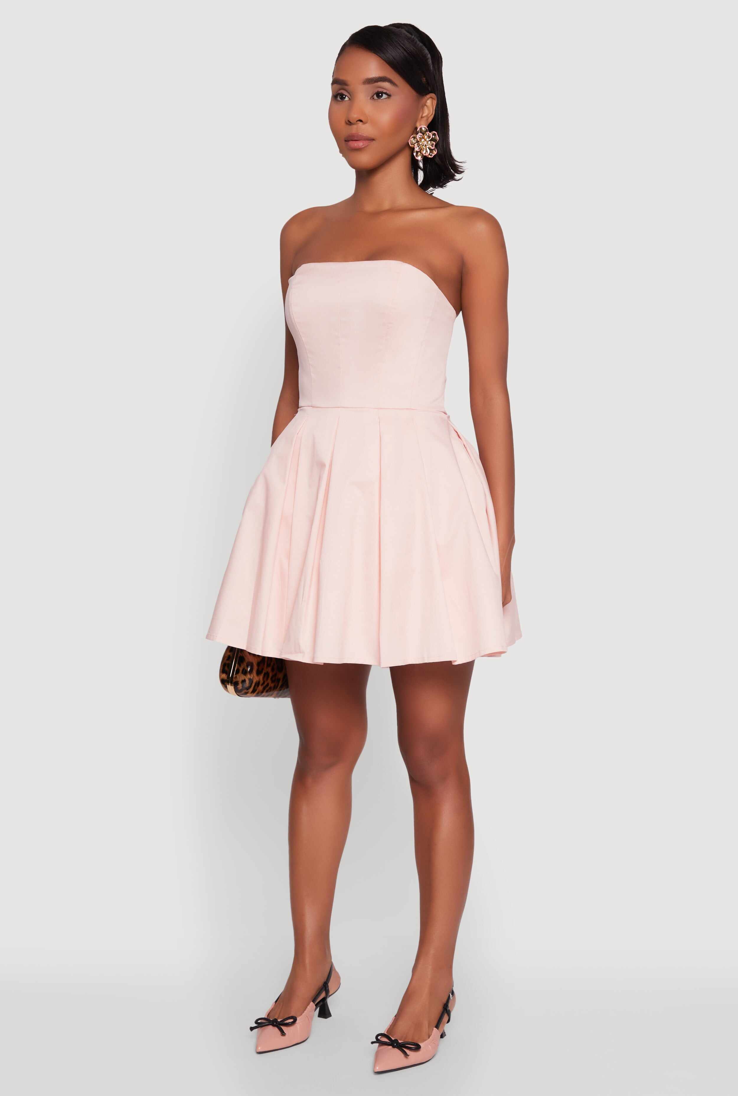 Haute Monde Tulle Lined Strapless Skater Dress