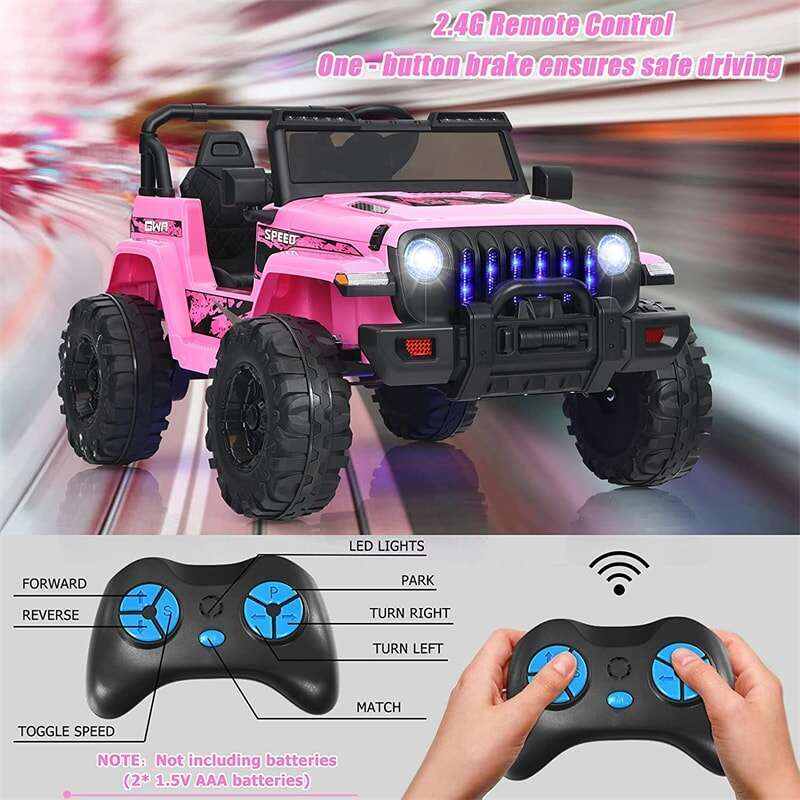 12V Kids Ride-on Jeep Car Battery Powered Electric Truck with Parental Remote Control