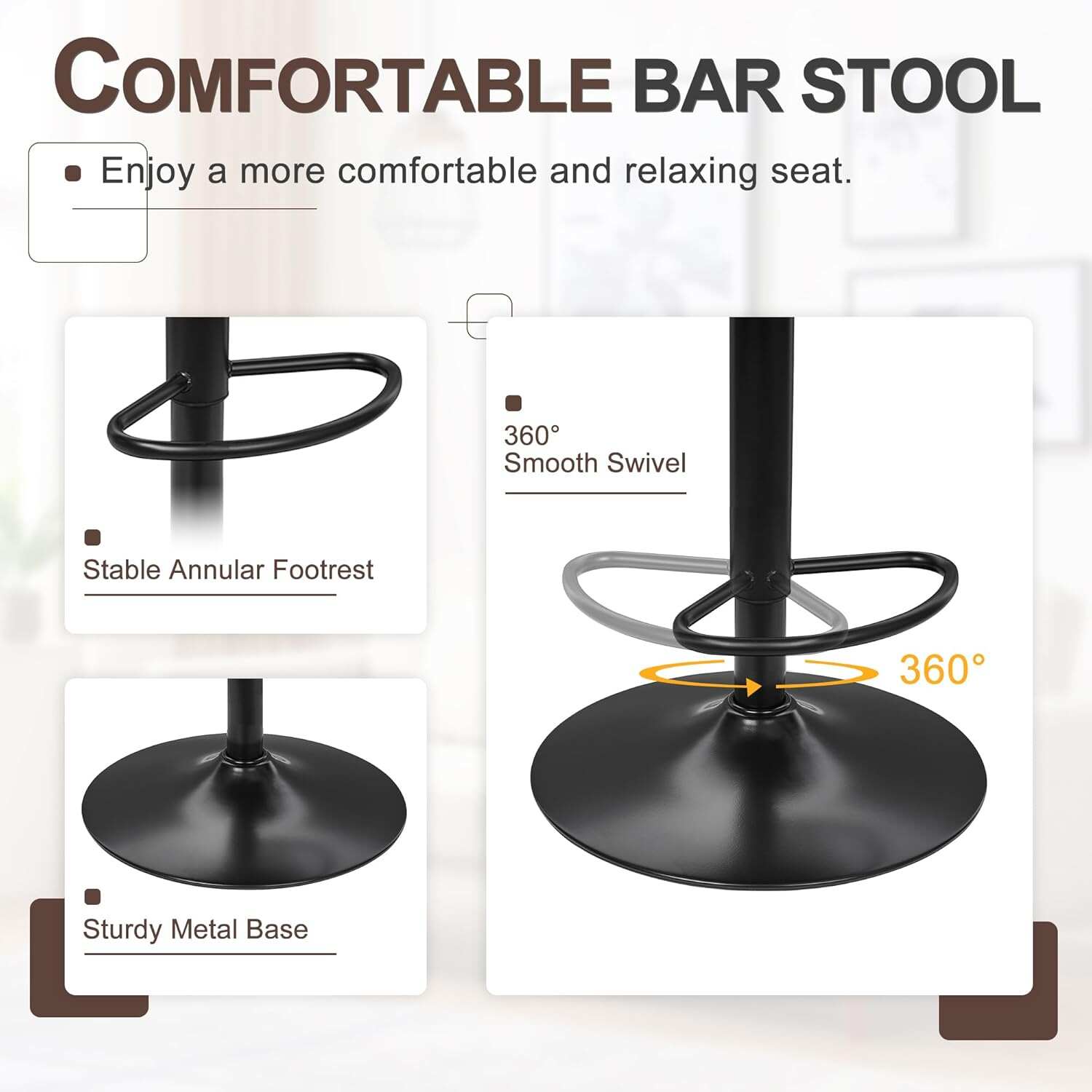 VECELO Bar Stools Set of 2