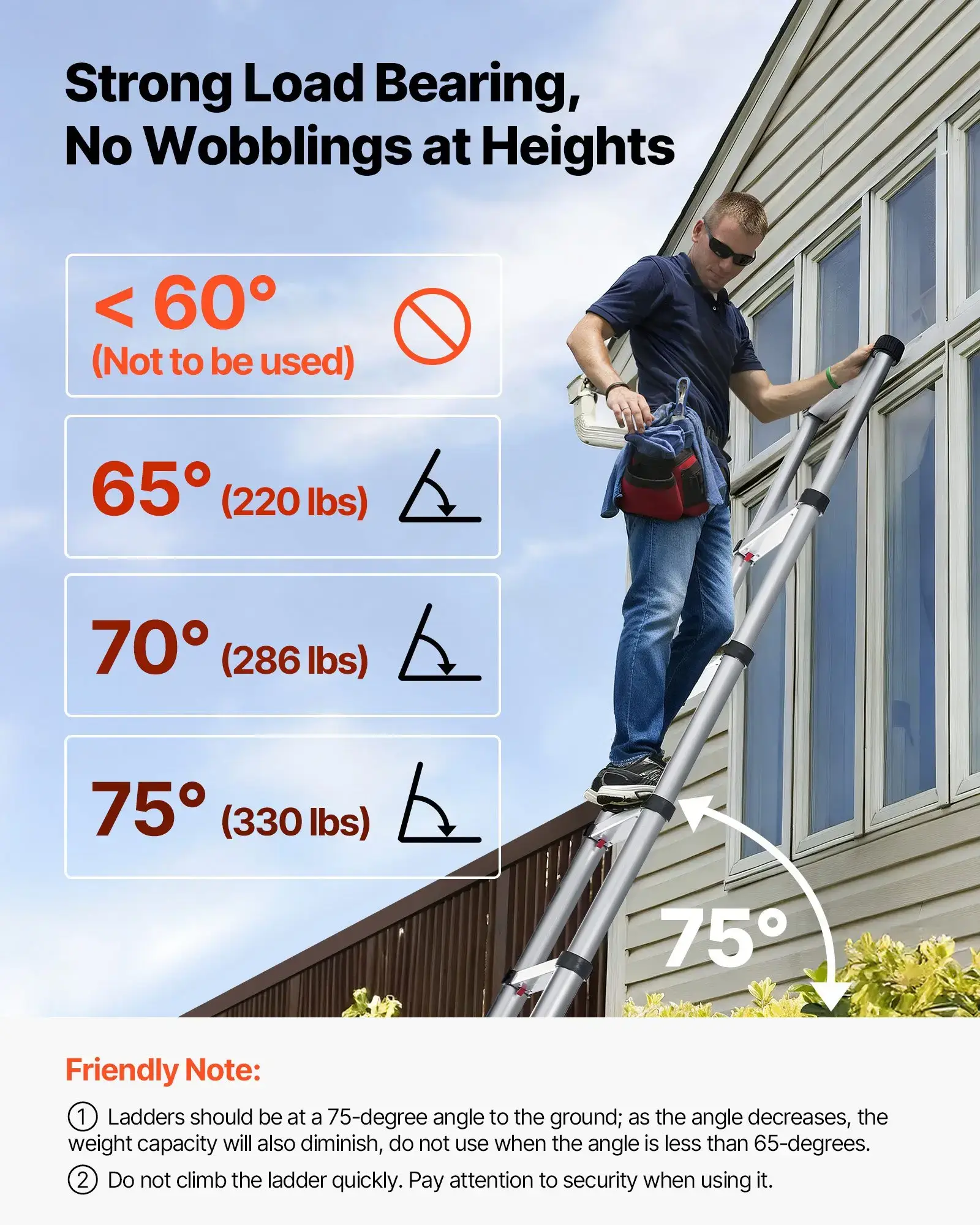 Telescoping Ladder - 400 LBS Capacity, Portable & Safe