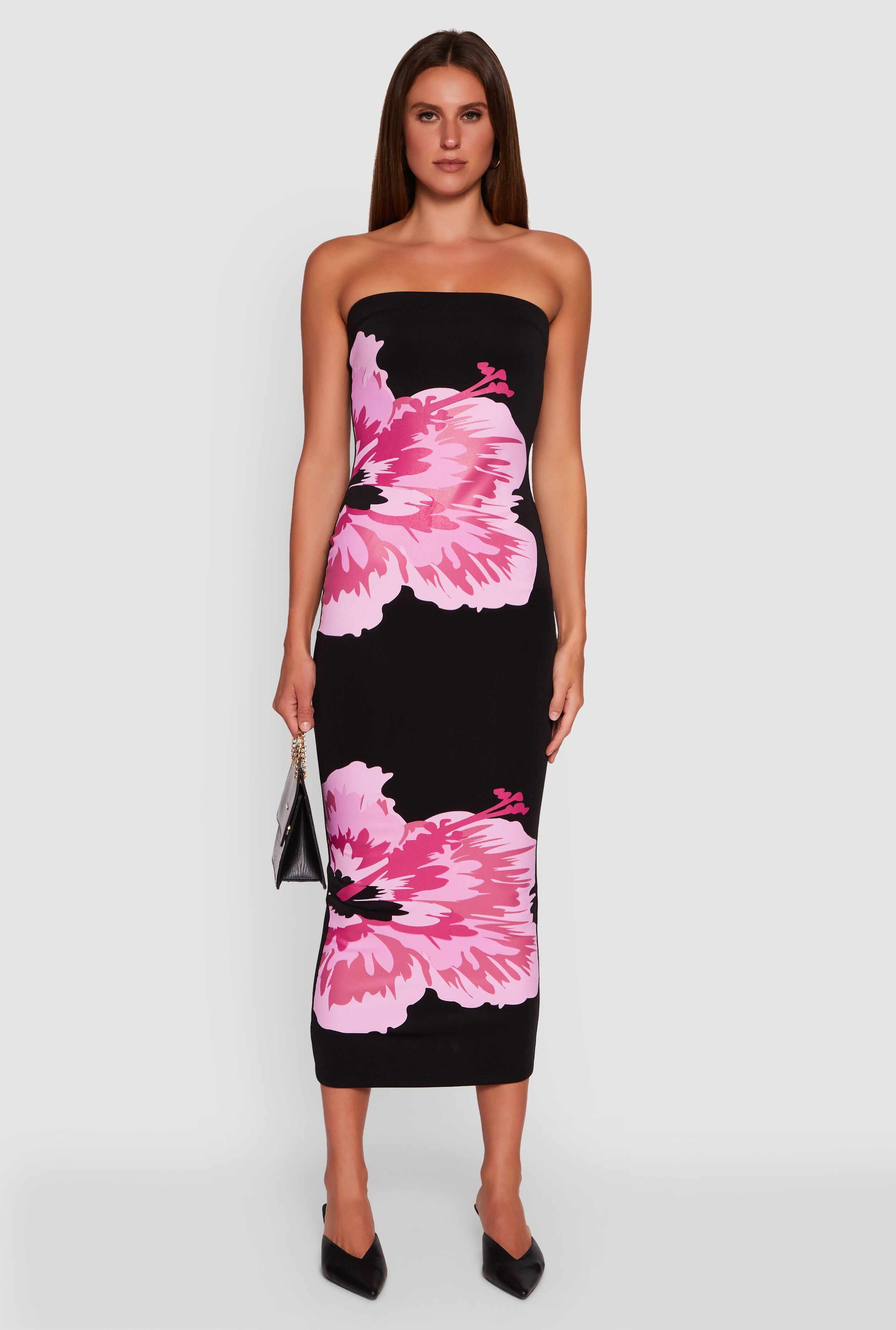 Floral Graphic Tube Maxi Dress