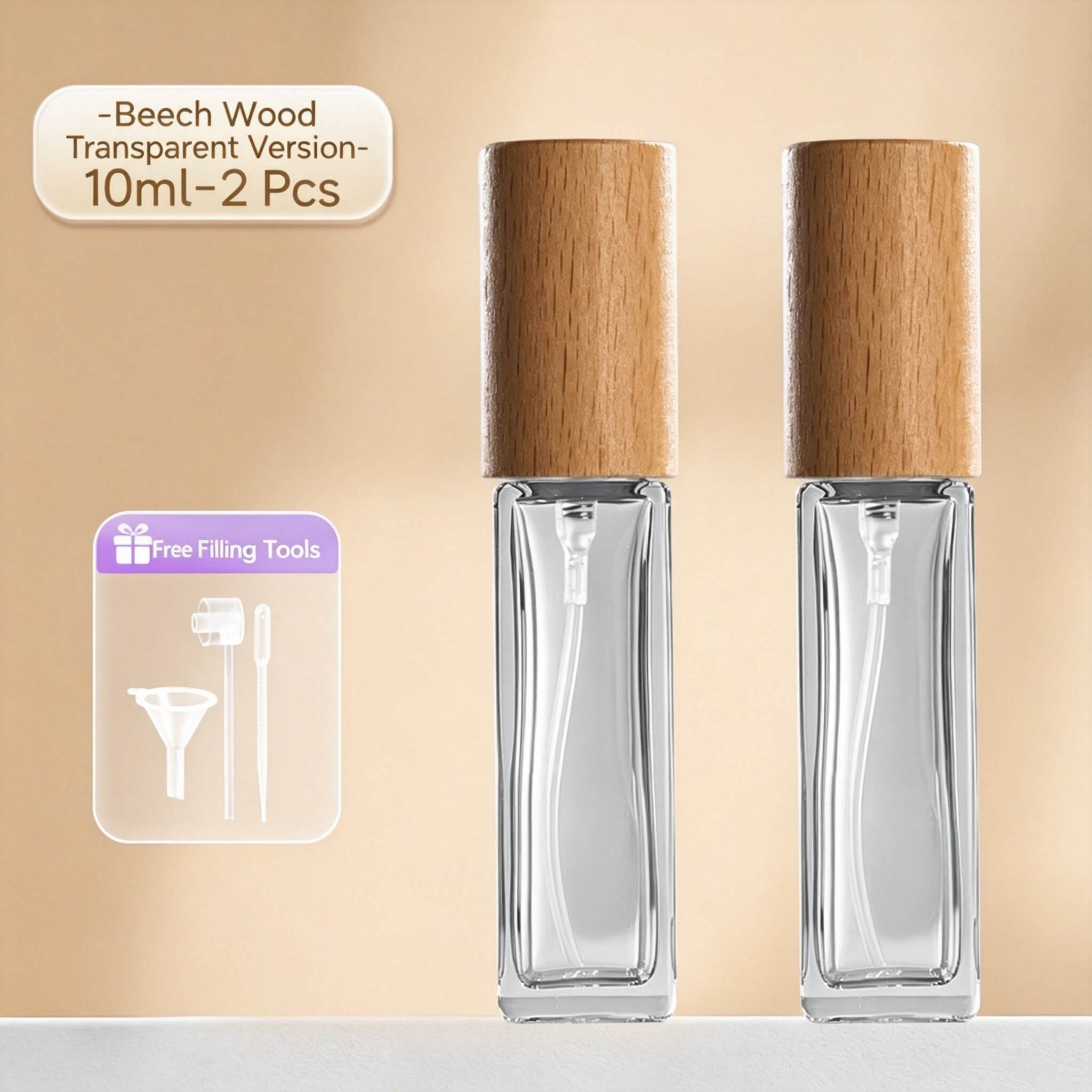 2 Pack Clear Square Glass Perfume Atomizer