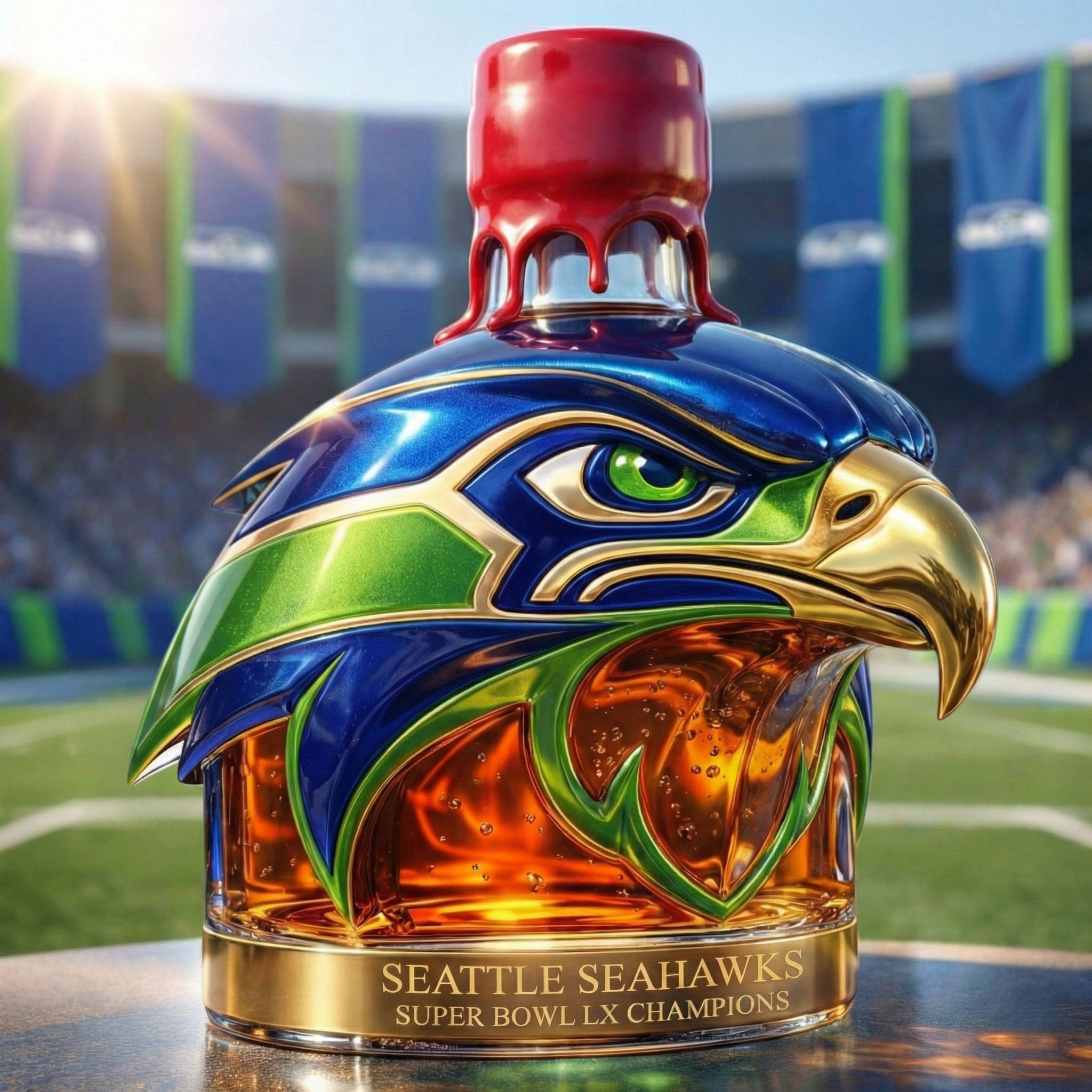 Seattle Seahawks Super Bowl LX Champions Whiskey Bottle