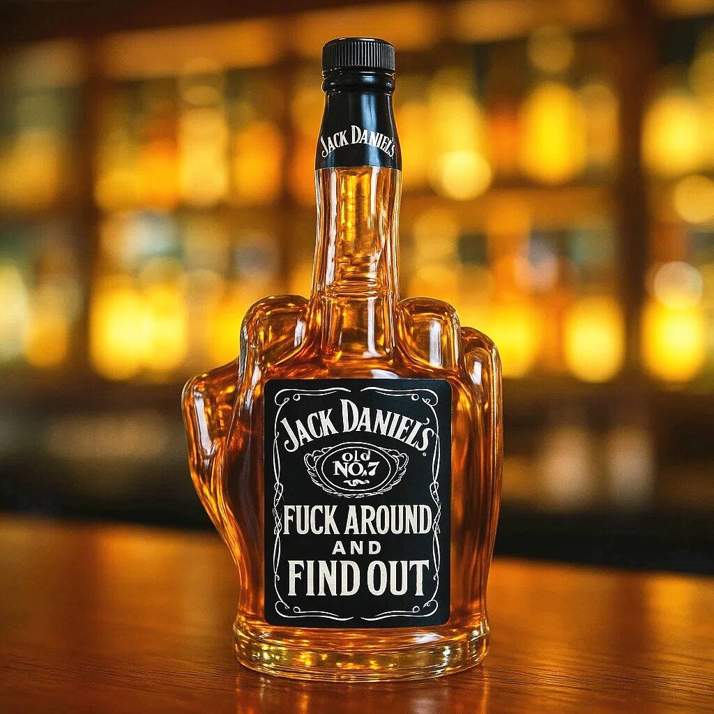 Swear middle finger whisky bottle