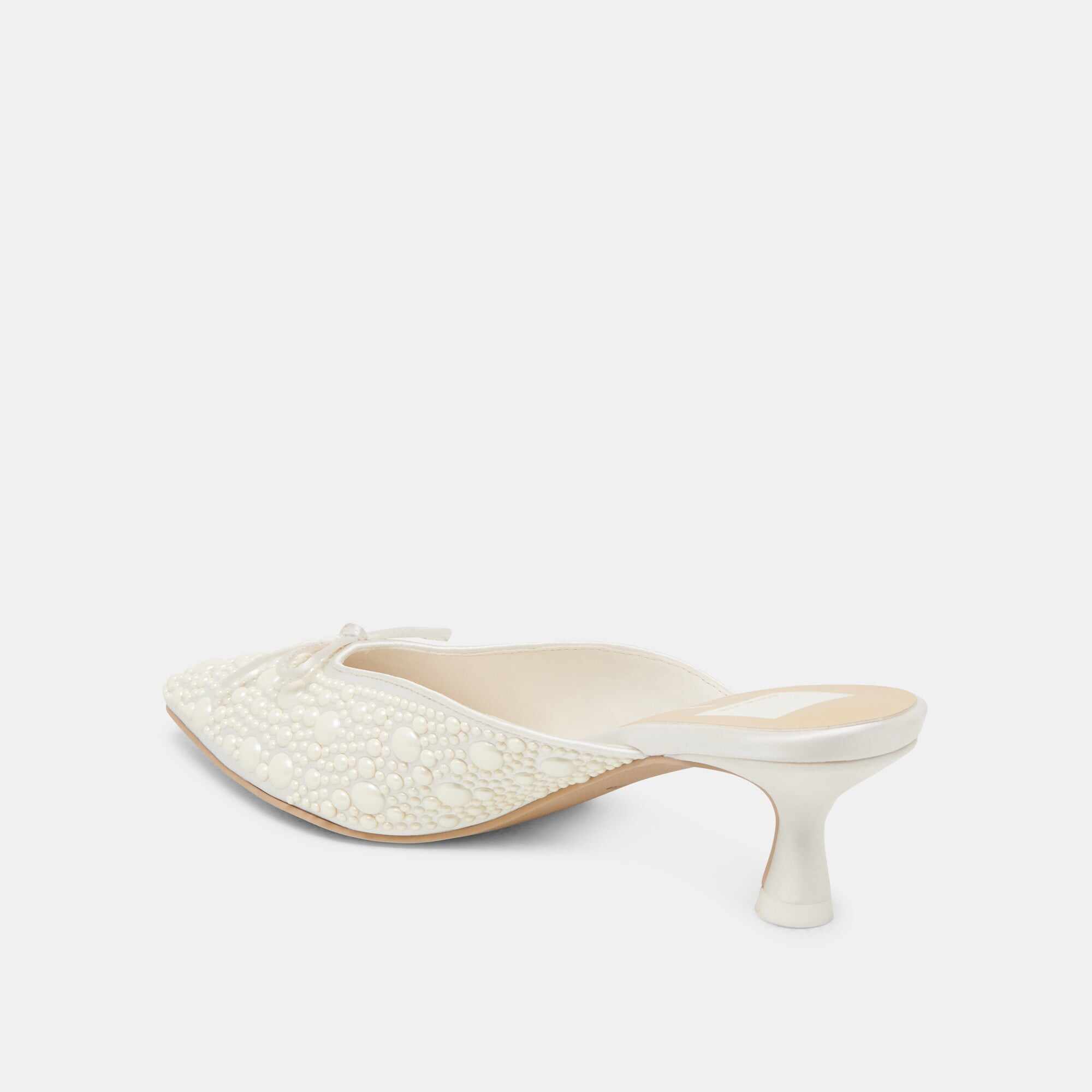 CLAYTN PEARL HEELS TRUE WHITE SATIN