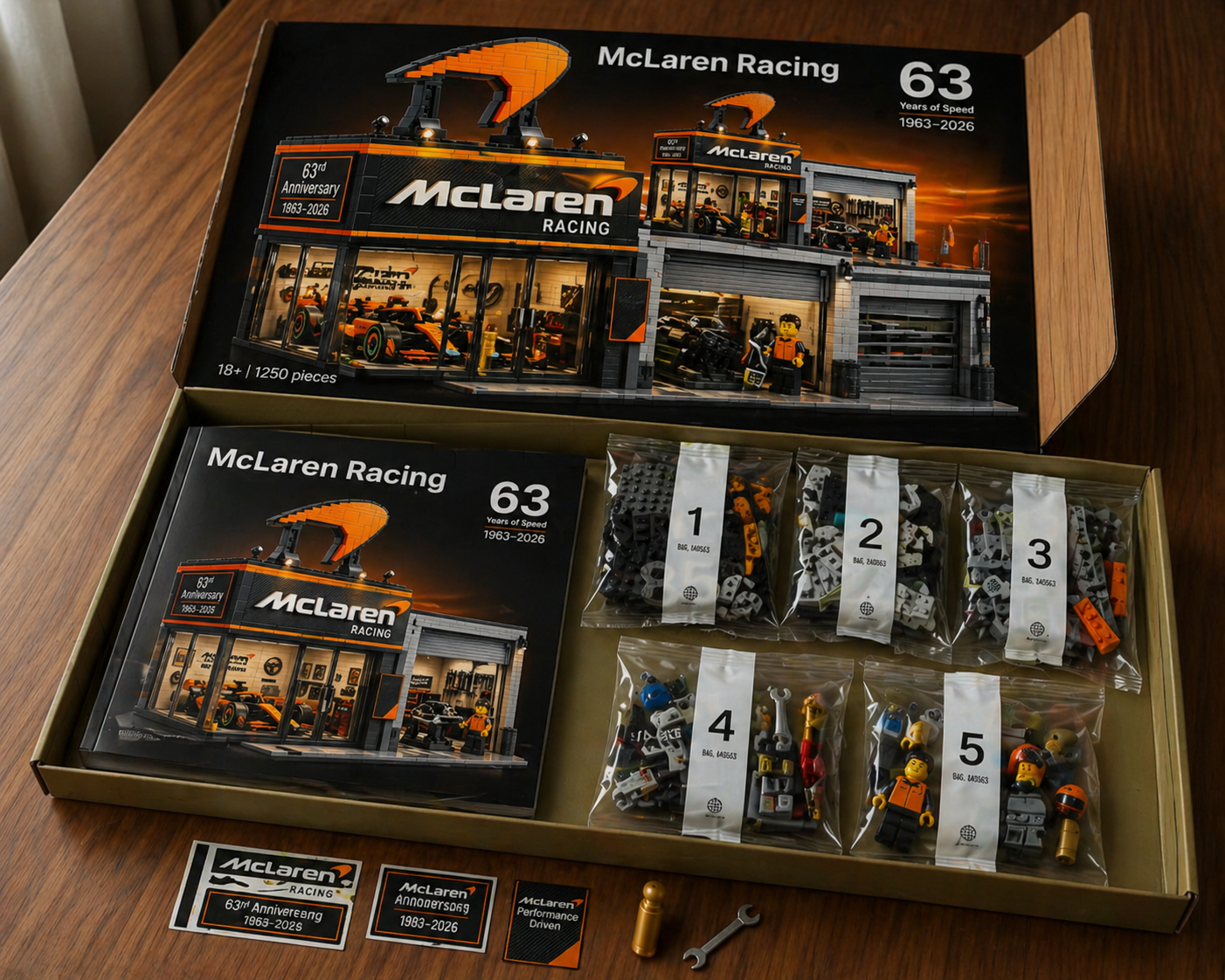 McLaren Racing 63rd Anniversary Building Block Garage Set