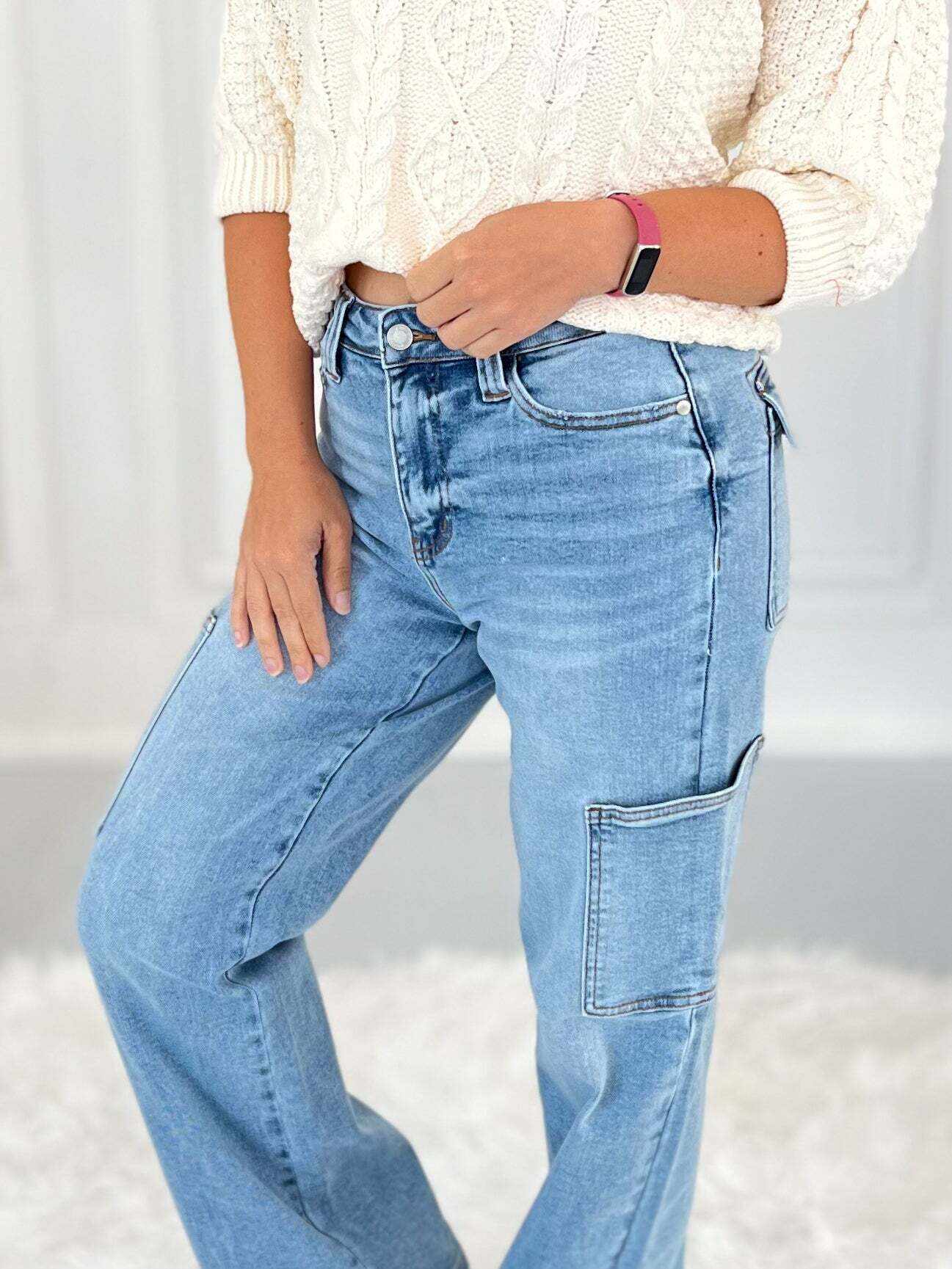 Christmas - Cargo Wide Leg Jeans- Final Sale