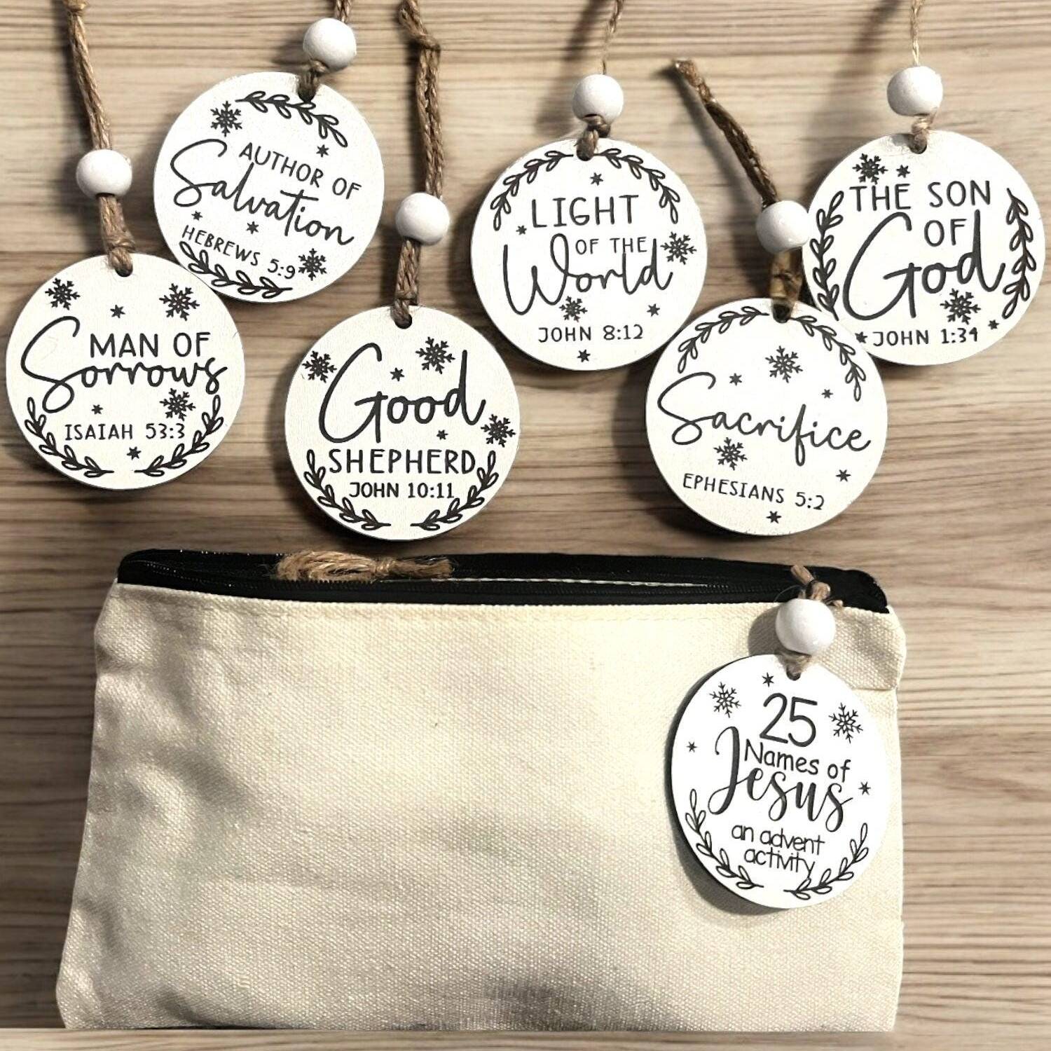 25 Names of Jesus Advent Christmas Ornament Set