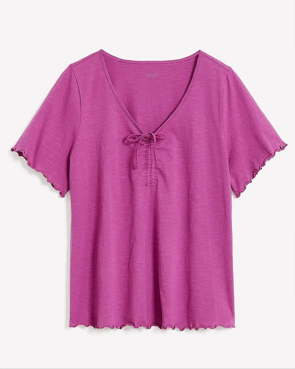 Short-Sleeve Cotton Pyjama Top with V Neckline - ti Voglio