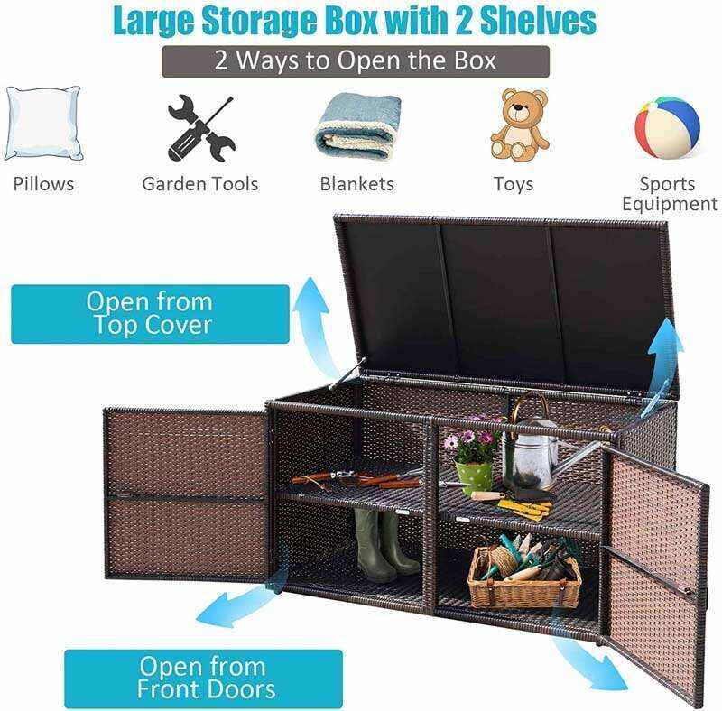 88 Gallon Rattan Deck Storage Box Patio Container