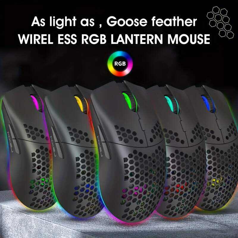 RGB Wireless Gaming Mouse,Ultra-Lightweight Honeycomb Shell Mice With 2.4G Wireless Rechargeable,RGB Spectrum Backlit,7 Buttons,3200DPI,Ergonomic Long Battery Life For PC,PS4 Gamers
