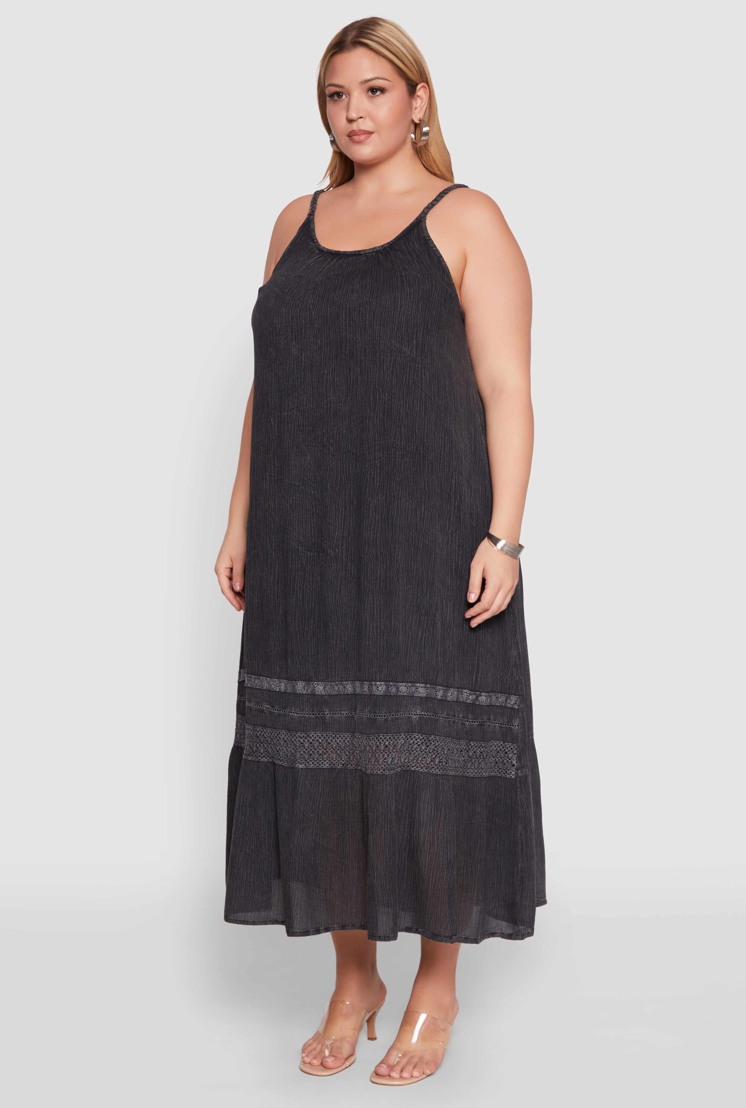 Plus Size Ruffle Trim Maxi Dress