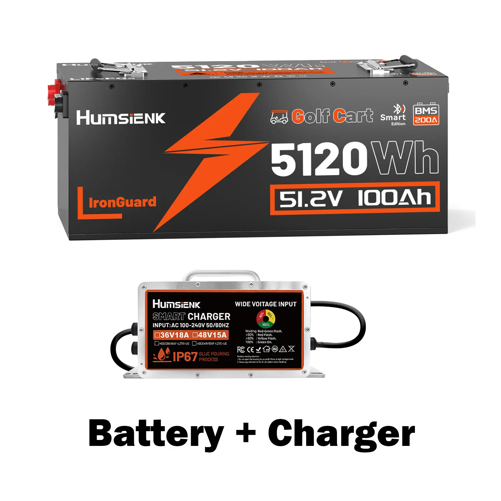 48V 100Ah LiFePO4 Bluetooth Battery for Golf Cart, Metal case defends, Built-in 200A BMS, 50+ Mile Range for RV, Solar Marine, Off-grid Digital Power Display