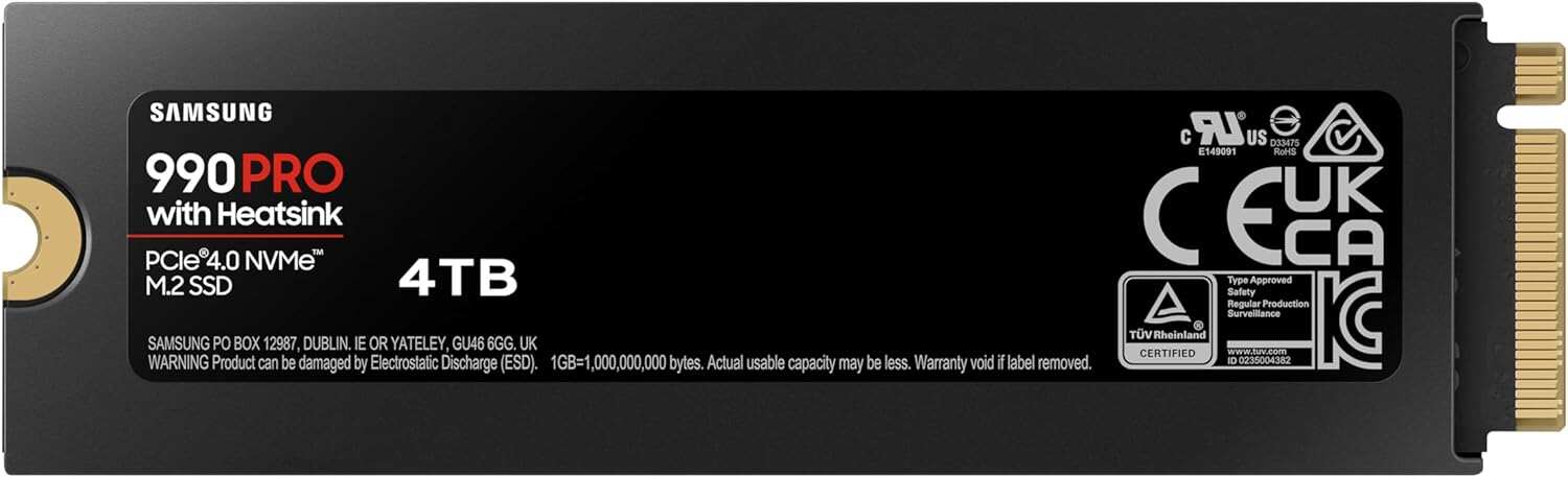 SAMSUNG 990 PRO SSD 2TB PCIe 4.0 M.2 2280 Internal Solid State Hard Drive, Seq. Read Speeds Up to 7,450 MB/s for High End Computing, Gaming, and Heavy Duty Workstations, MZ-V9P2T0B/AM