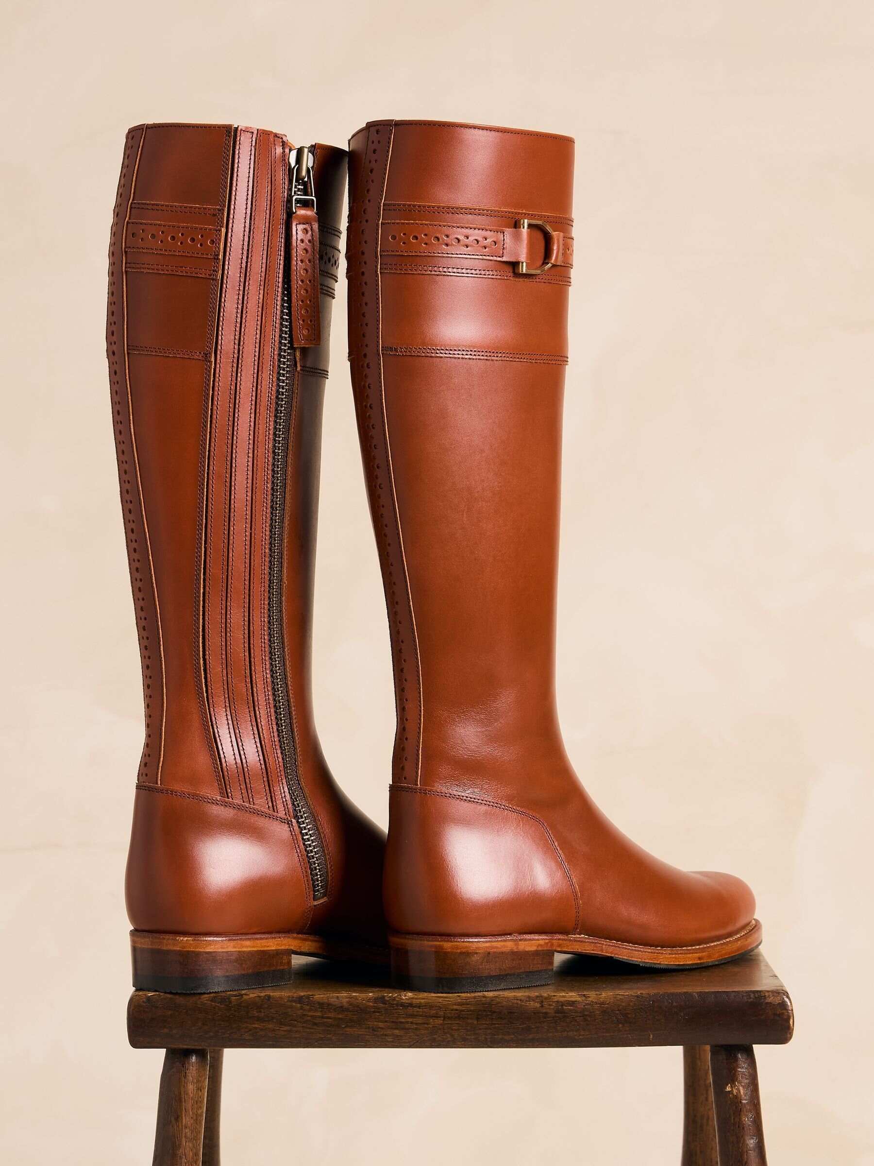Joules X Spanish Boot Co. Chestnut Brown Leather Boots