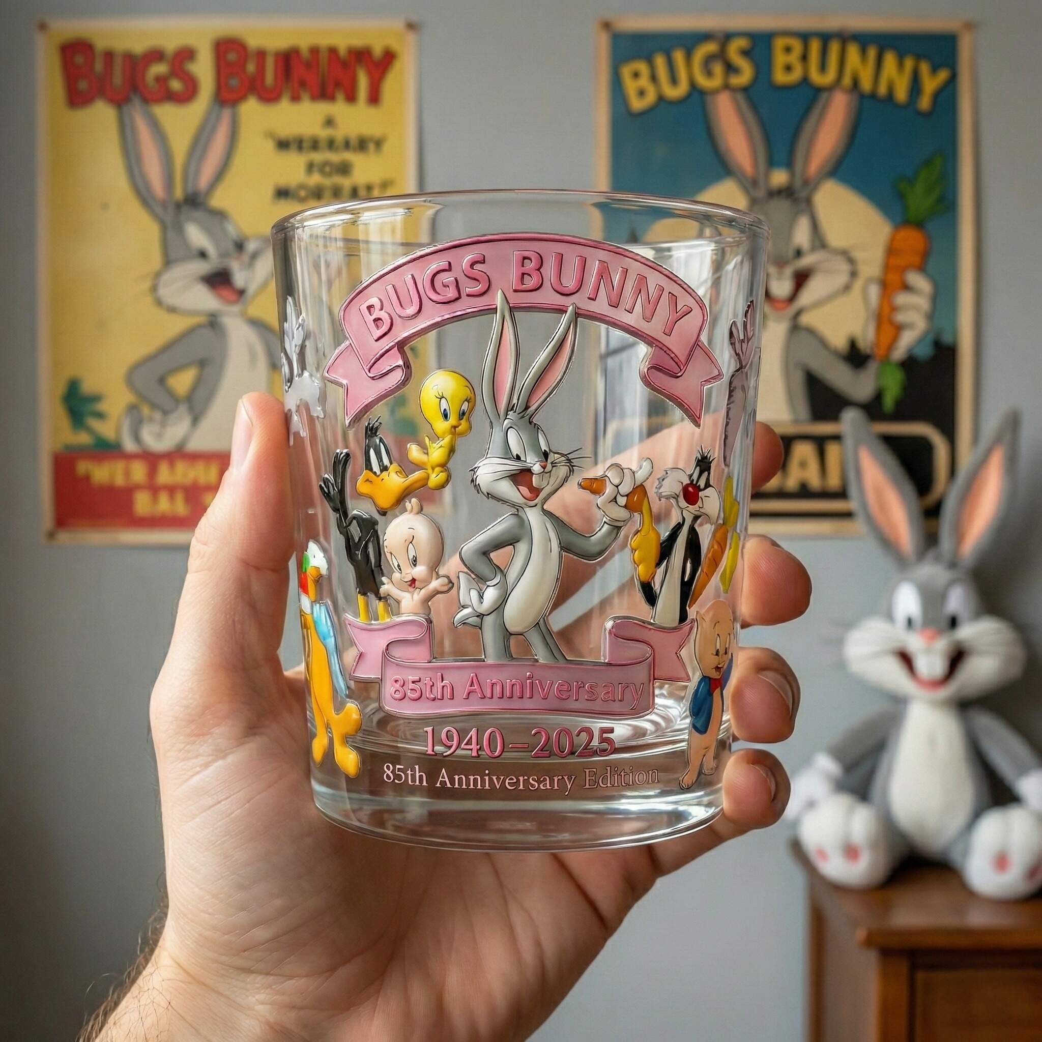 🥕 Bugs Bunny 85th Anniversary Commemorative Glass (1940–2025)