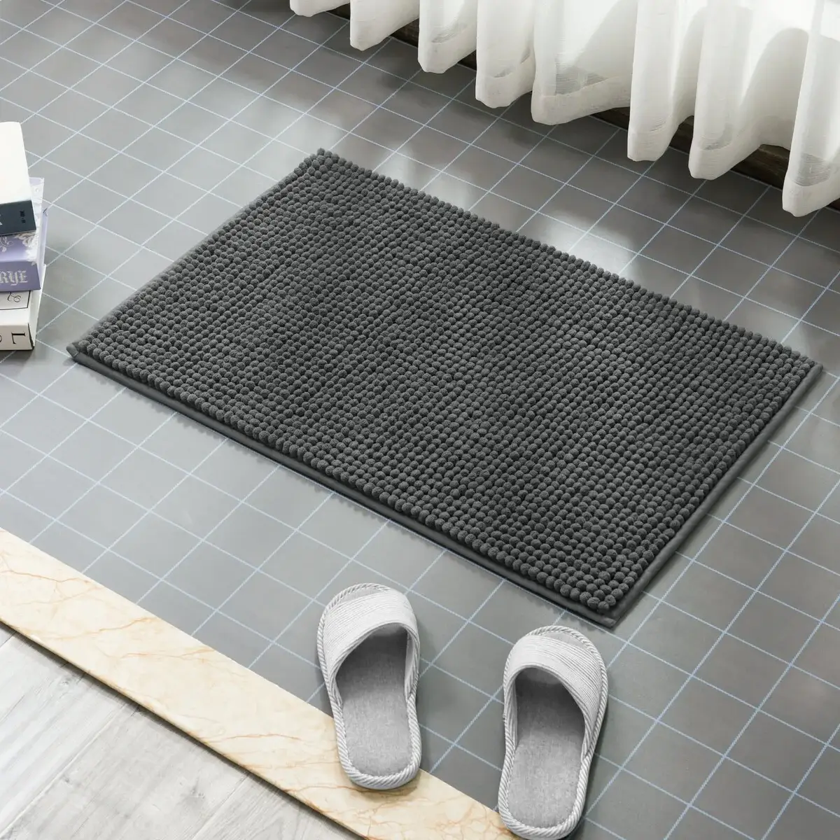 Subrtex Luxury Chenille Bath Rugs Soft Bathroom Mats