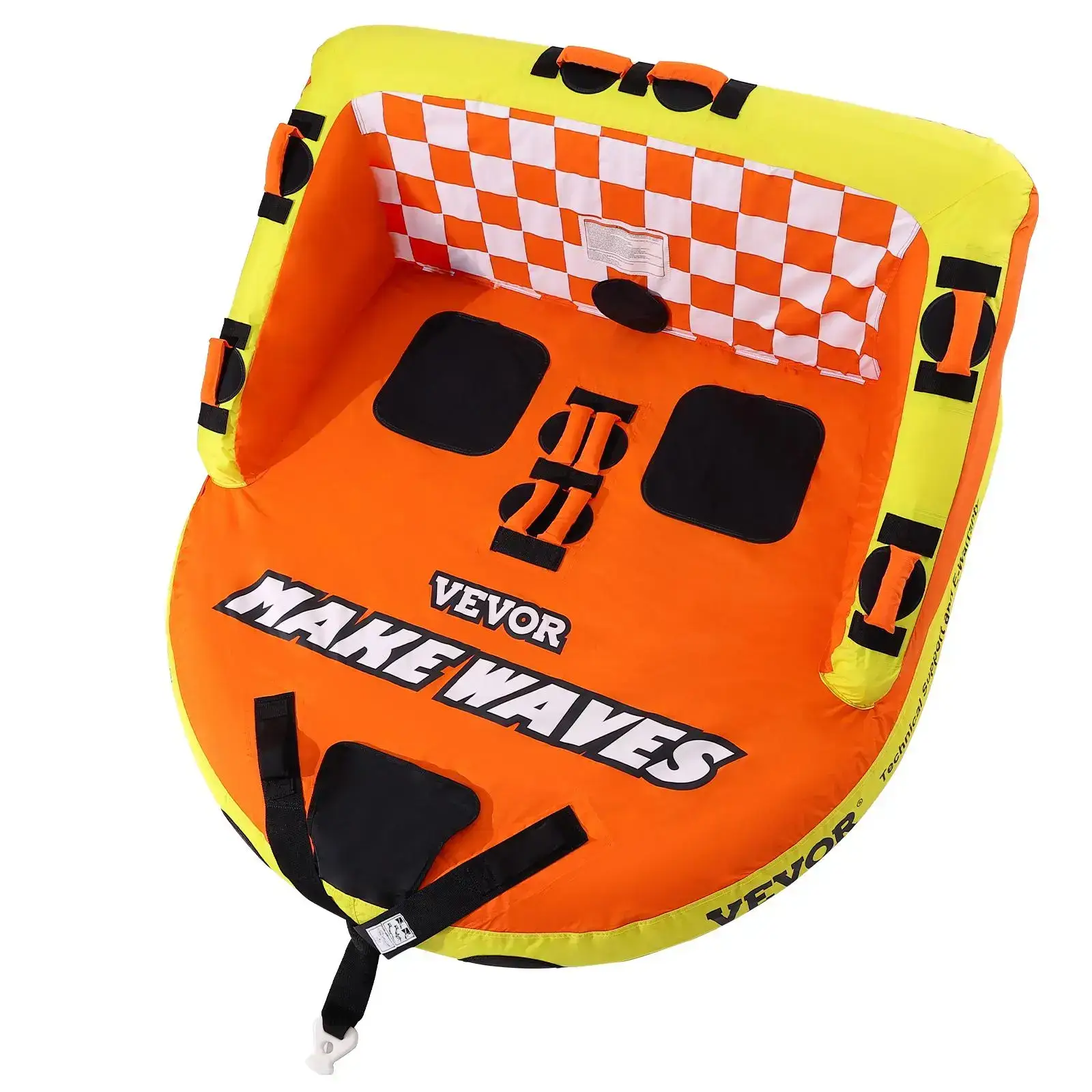 Towable Tube for Boating,  1-2 Riders Inflatable Towable Tubes with Deck Seats and Backrest, 340 lbs Water Sport Tube for Boat to Pull, Full Nylon Cover, EVA Grab Handles and Speed Safety Valve
