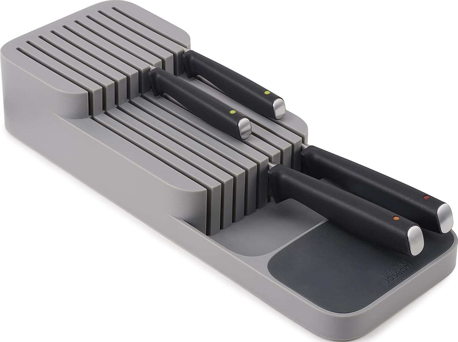 Joseph Joseph DrawerStore Knife Organizer, holds up to 9 knives, Kitchen Organization & Drawer Storage – Compact, Gray