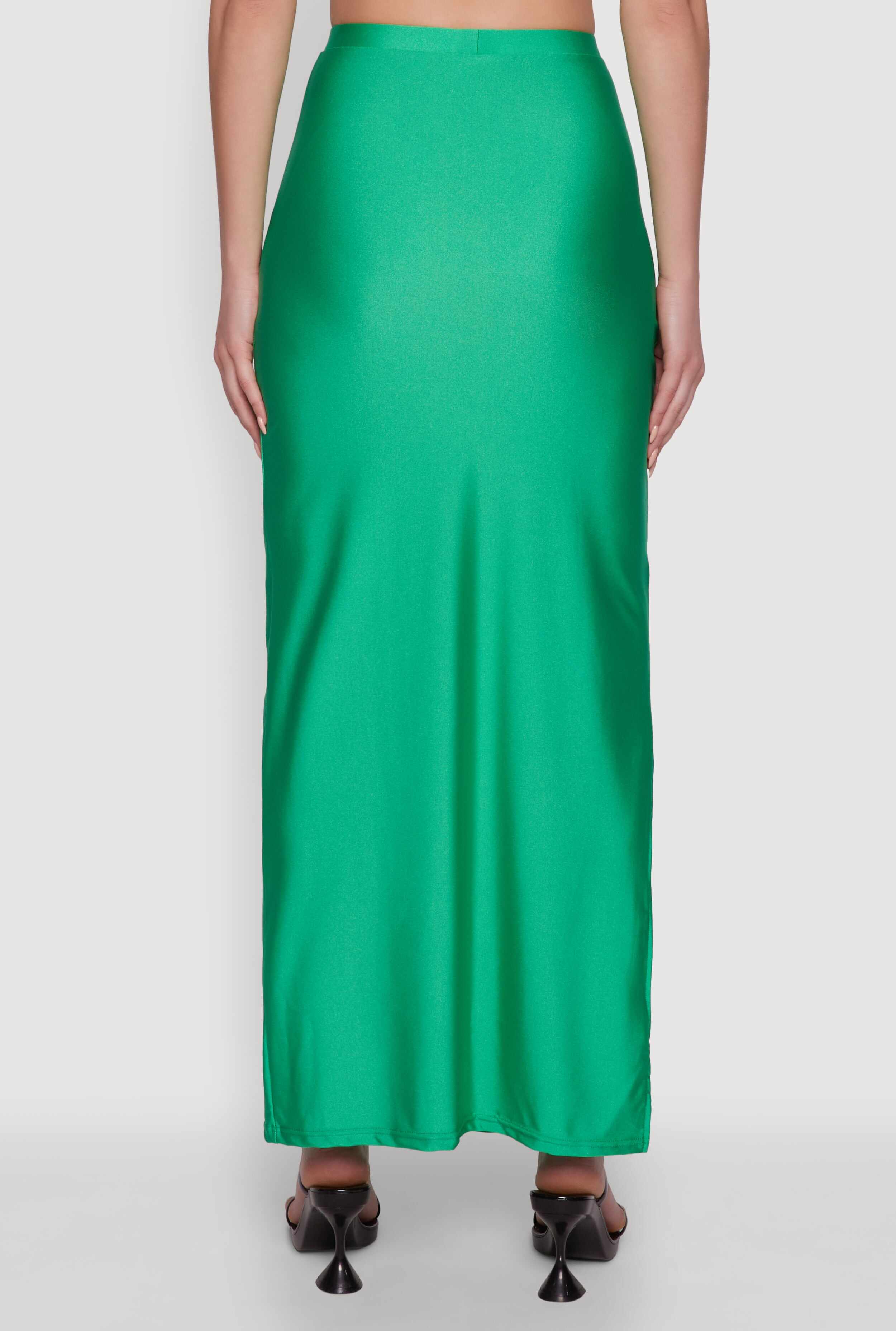 Trendy High Waisted Side Slit Maxi Skirt