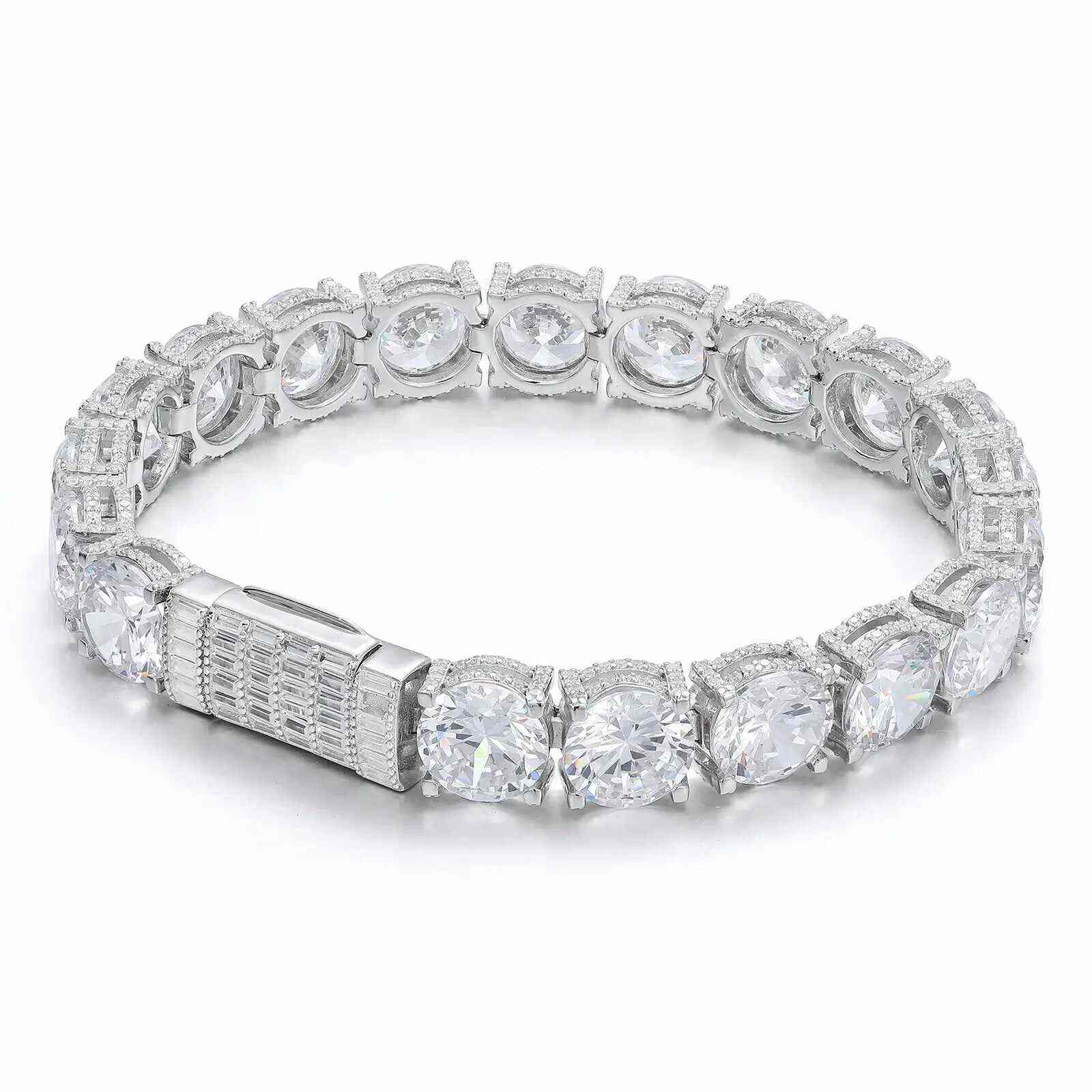 TestTest 10mm S925 Moissanite Iced Out Tennis Bracelet