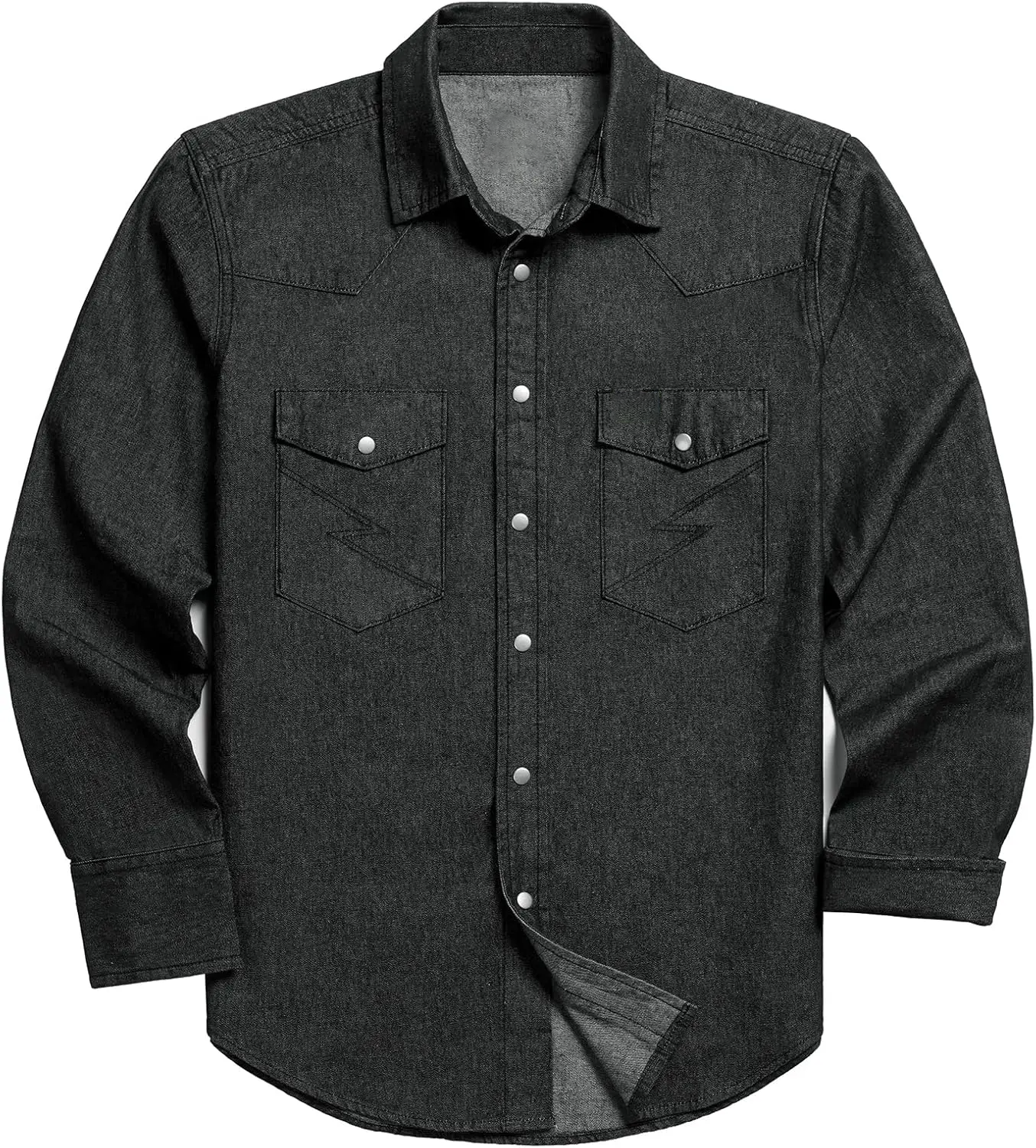 🔥Men's Long Sleeve Stone-Washed and Pre-Washed Denim Work Shirt