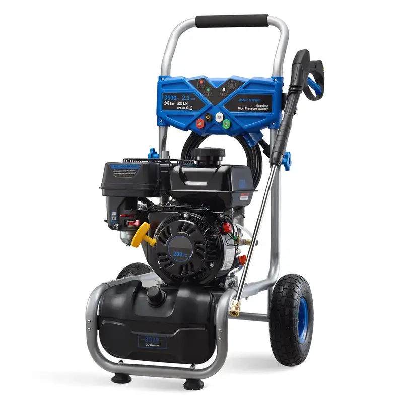 Gas Powered Pressure Washer 3500 PSI, 2.3 GPM Heavy Duty High Power Washer,209CC 7HP Engine with 25Ft Pressure Hose, Axial Aluminum Pump, Soap Tank, 4 Quick Connect Nozzle