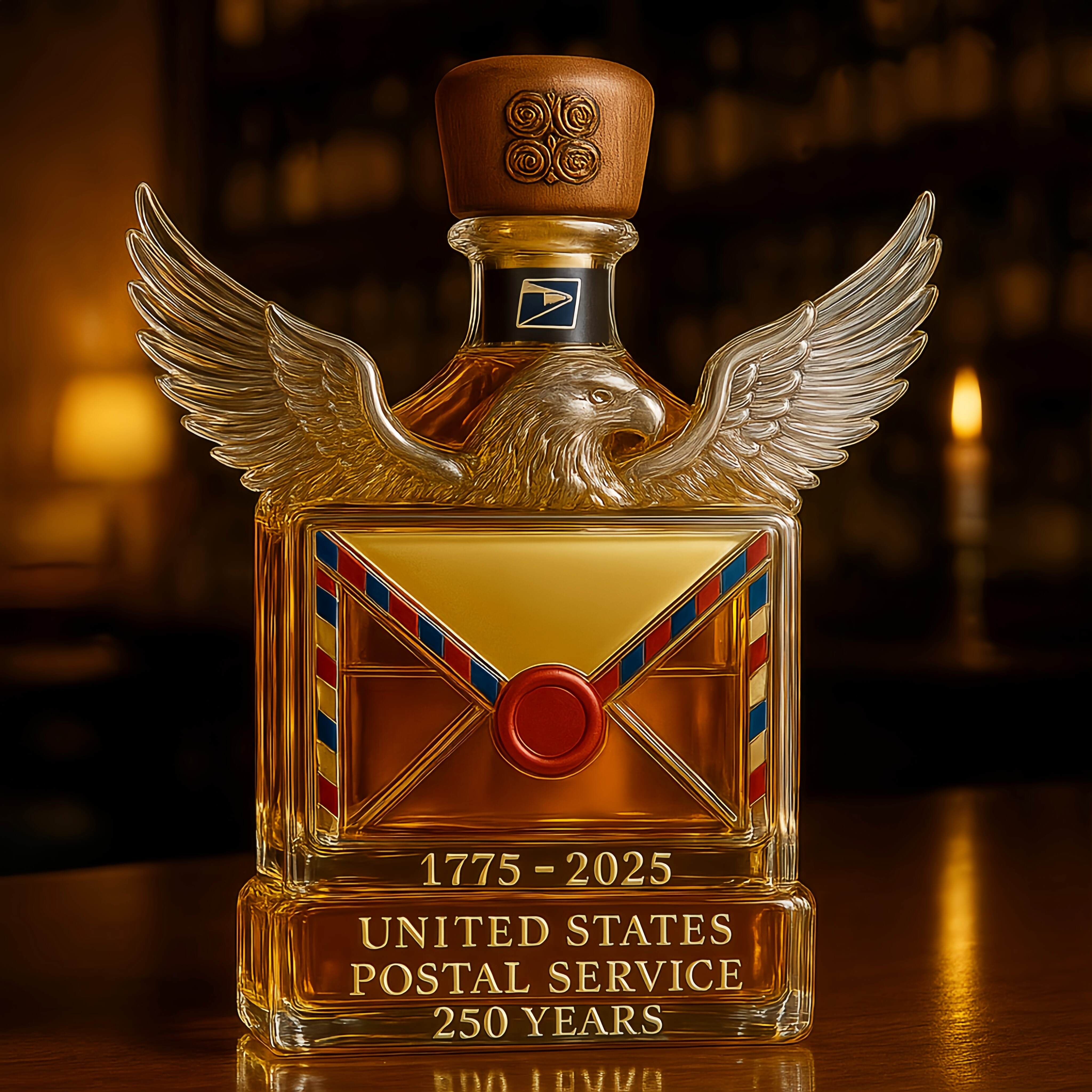 US Postal Service 250th Anniversary Commemorative Whiskey Bottle