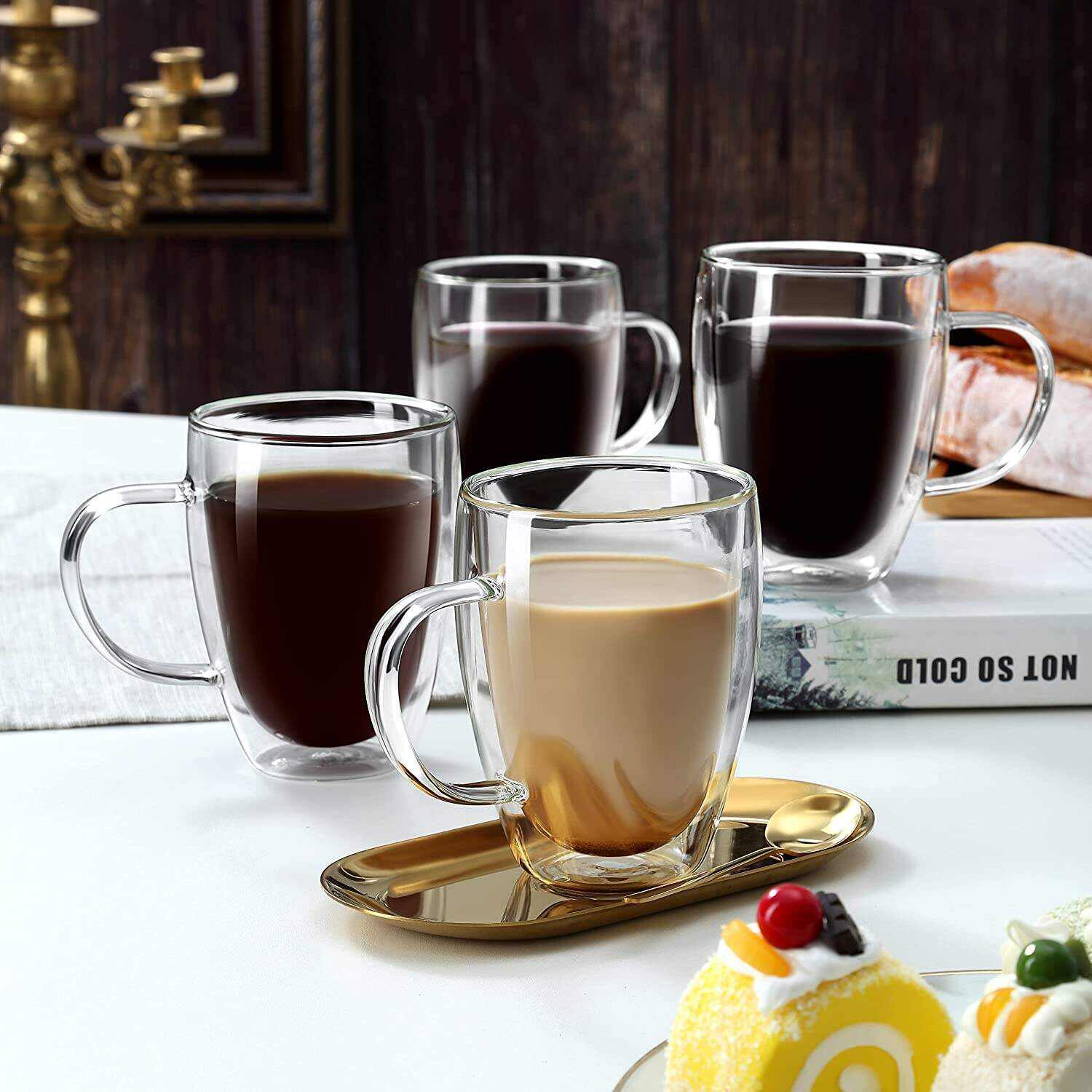 Espresso Cups With Handle,Espresso Shot Glasses,Clear Expresso Coffee Cups,Double Wall Insulated Espresso Mugs,Microwave Dishwasher Safe,Suit for Espresso Machine