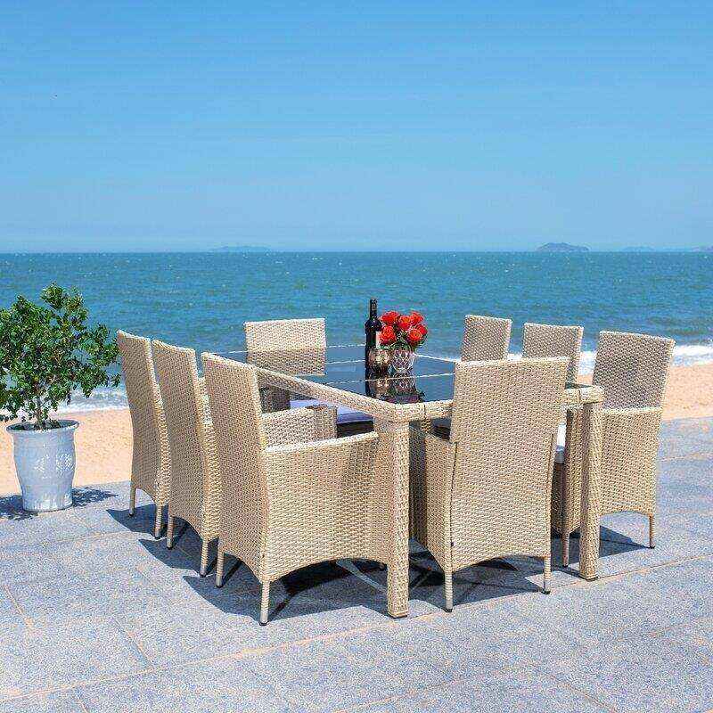 Hailee Rectangular 8 - Person 76.8'' Long Dining Set with Cushions