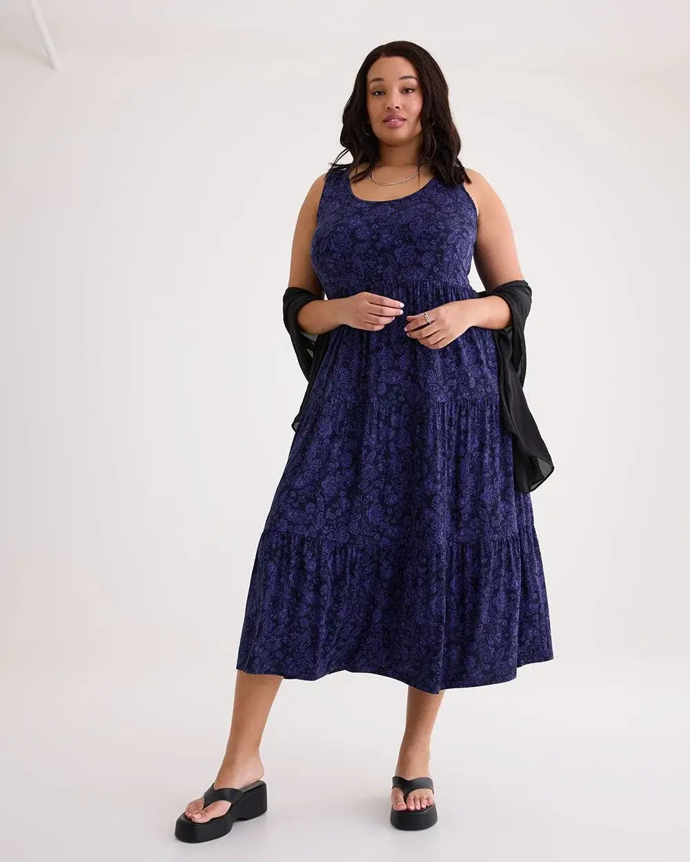 Responsible, Sleeveless Tiered Maxi Dress