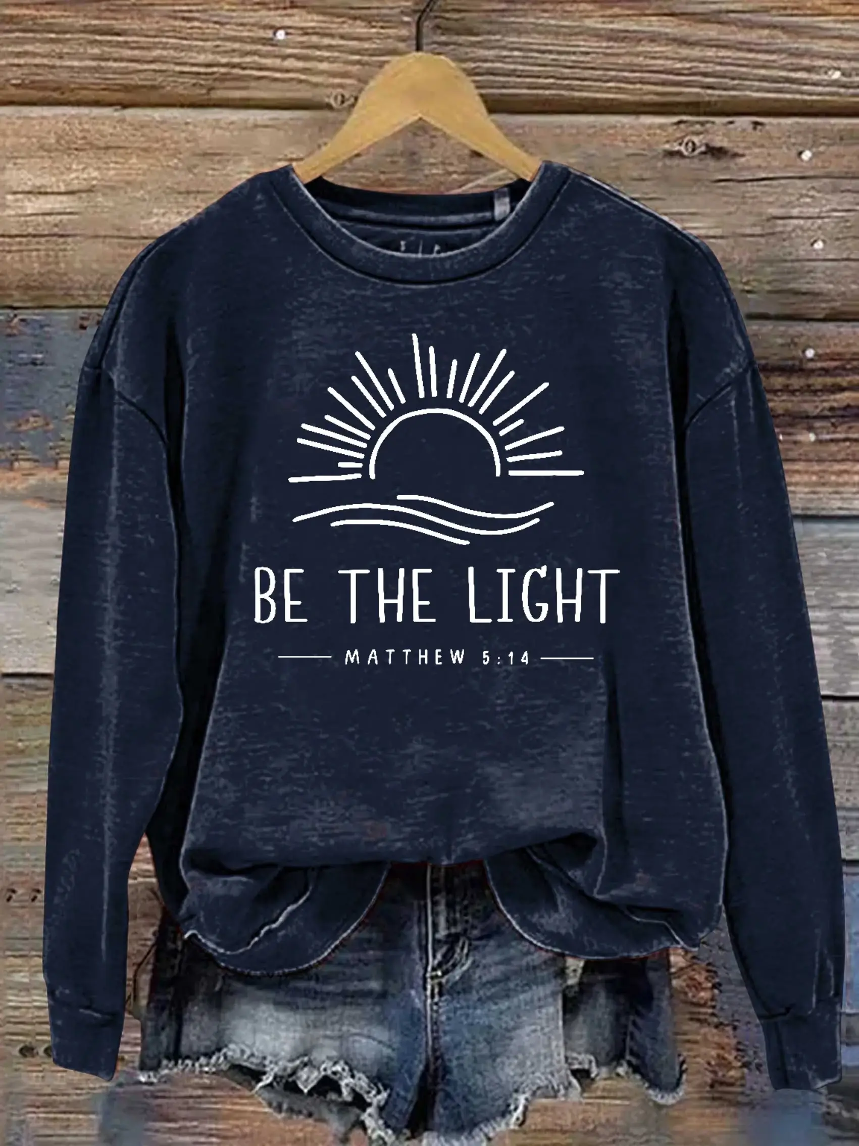 Unisex Women's Men's Be The Light Mathew 5:14 Verse Religious Faith Outfit Church Christian Print Casual Hoodie