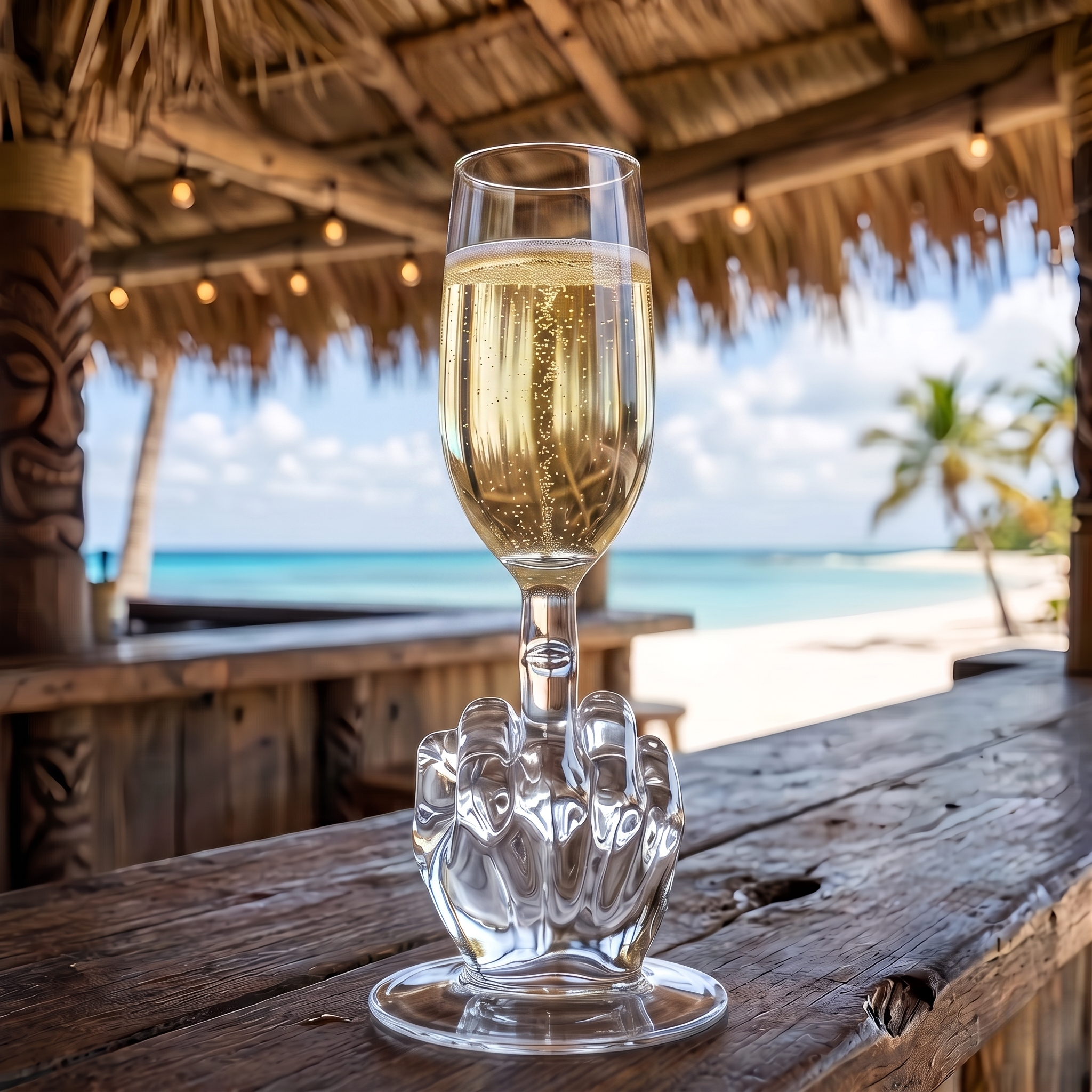 Fun middle-finger high-stem glass