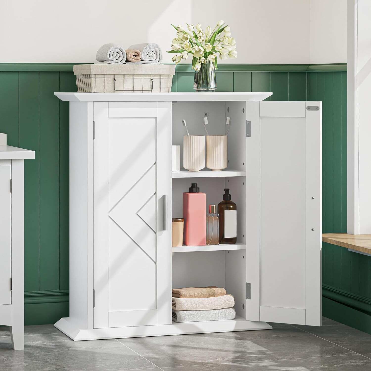 VECELO Freestanding Bathroom Floor Storage Cabinet