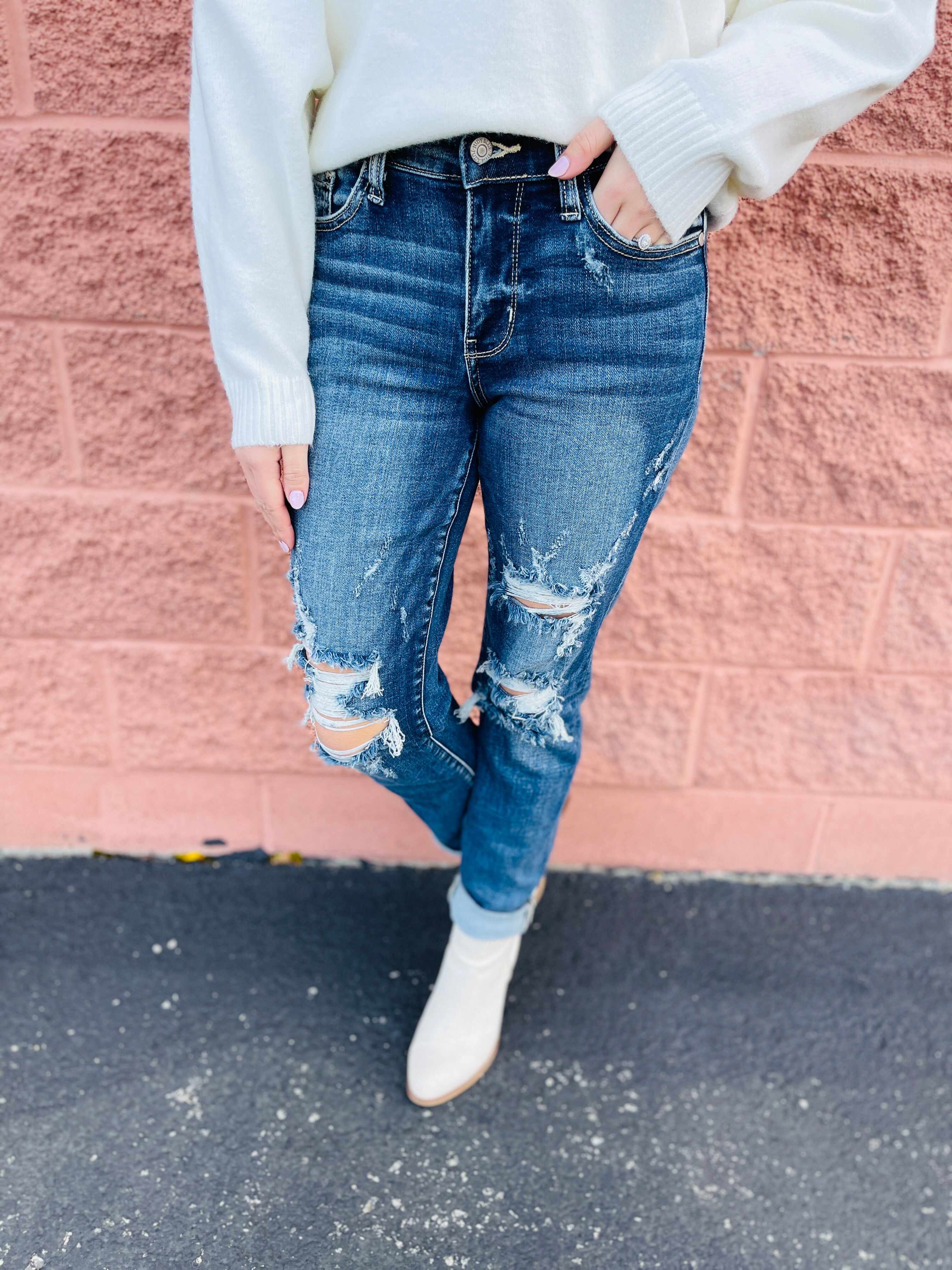 Plus/Reg Now Or Never Mid-Rise Boyfriend Jeans