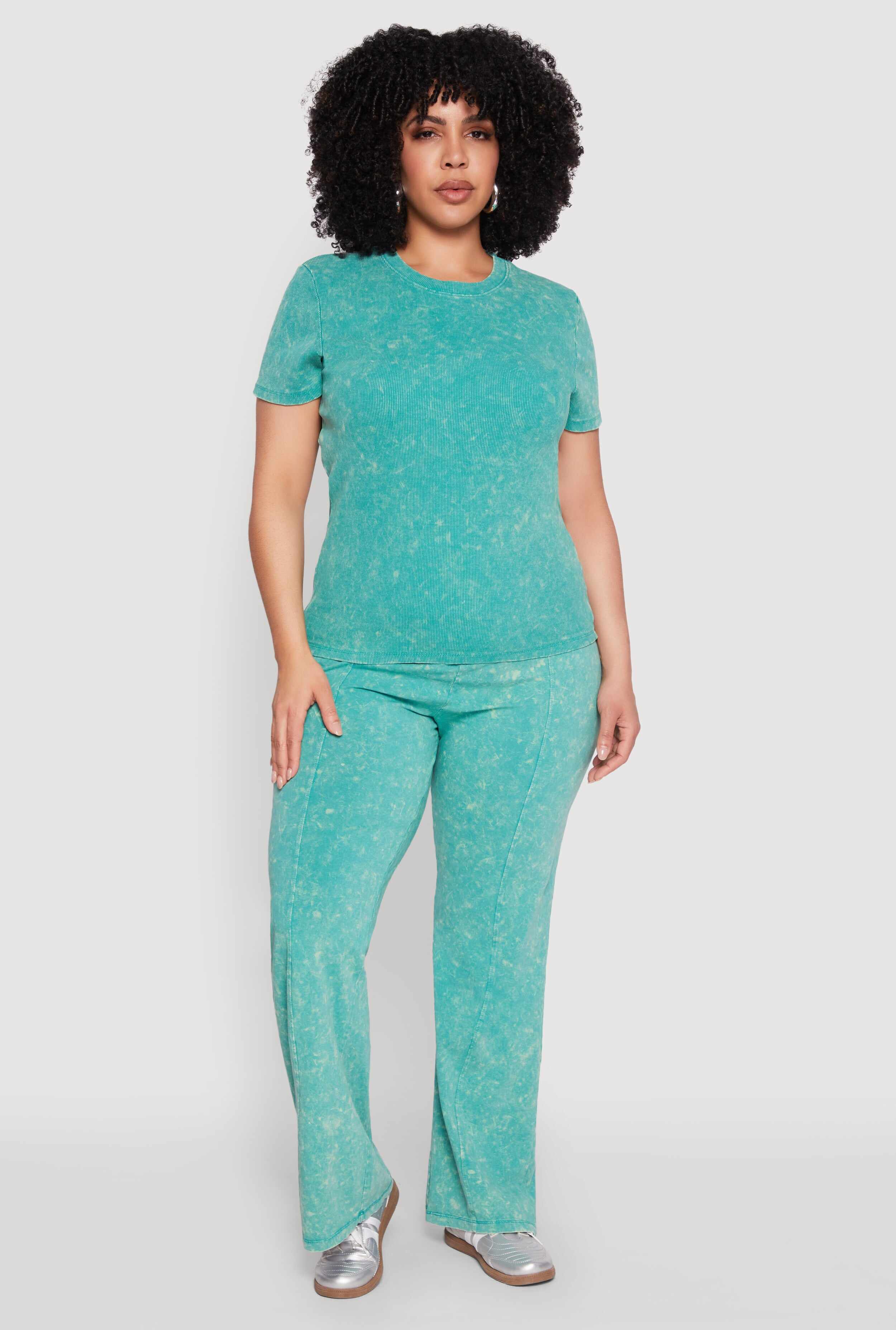 Plus Size Mineral Wash Ribbed Knit Top