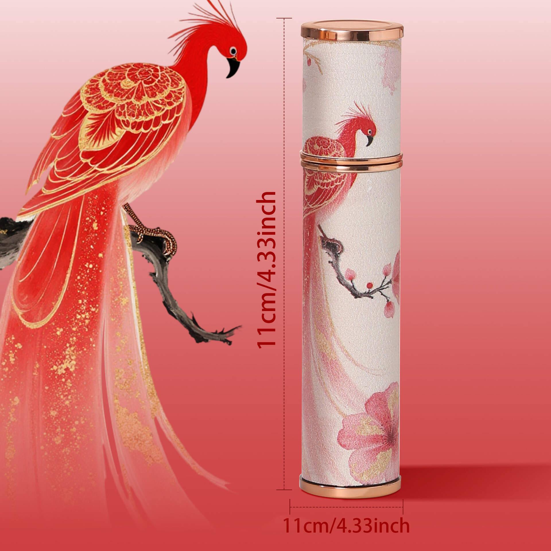 Country Trendy Phoenix Leather Glass Perfume Bottle with Print - High-end Portable Travel Spray