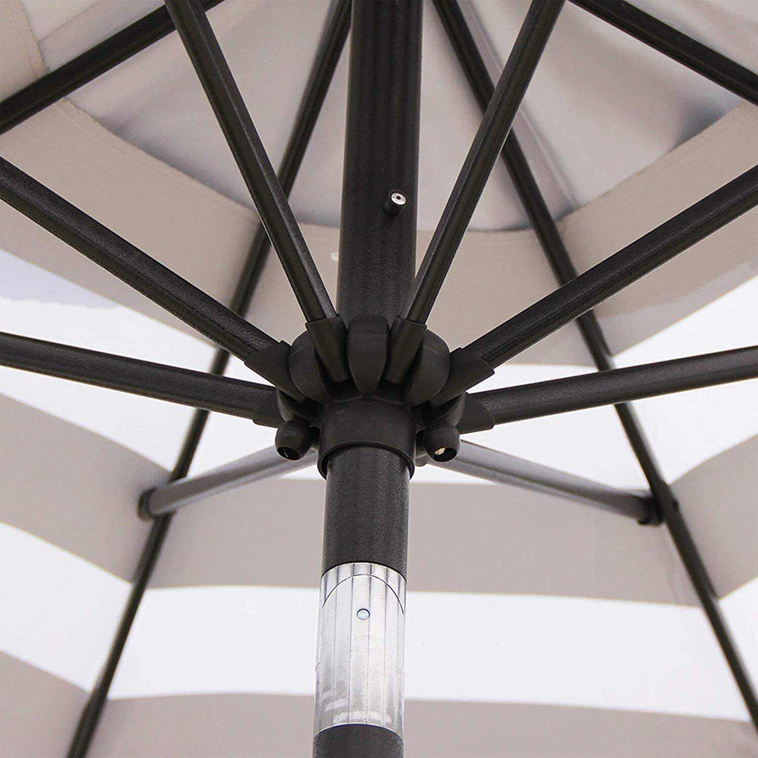 9' Outdoor Market Patio Umbrella with Push Button Tilt and Crank, 8 Ribs (Tan)