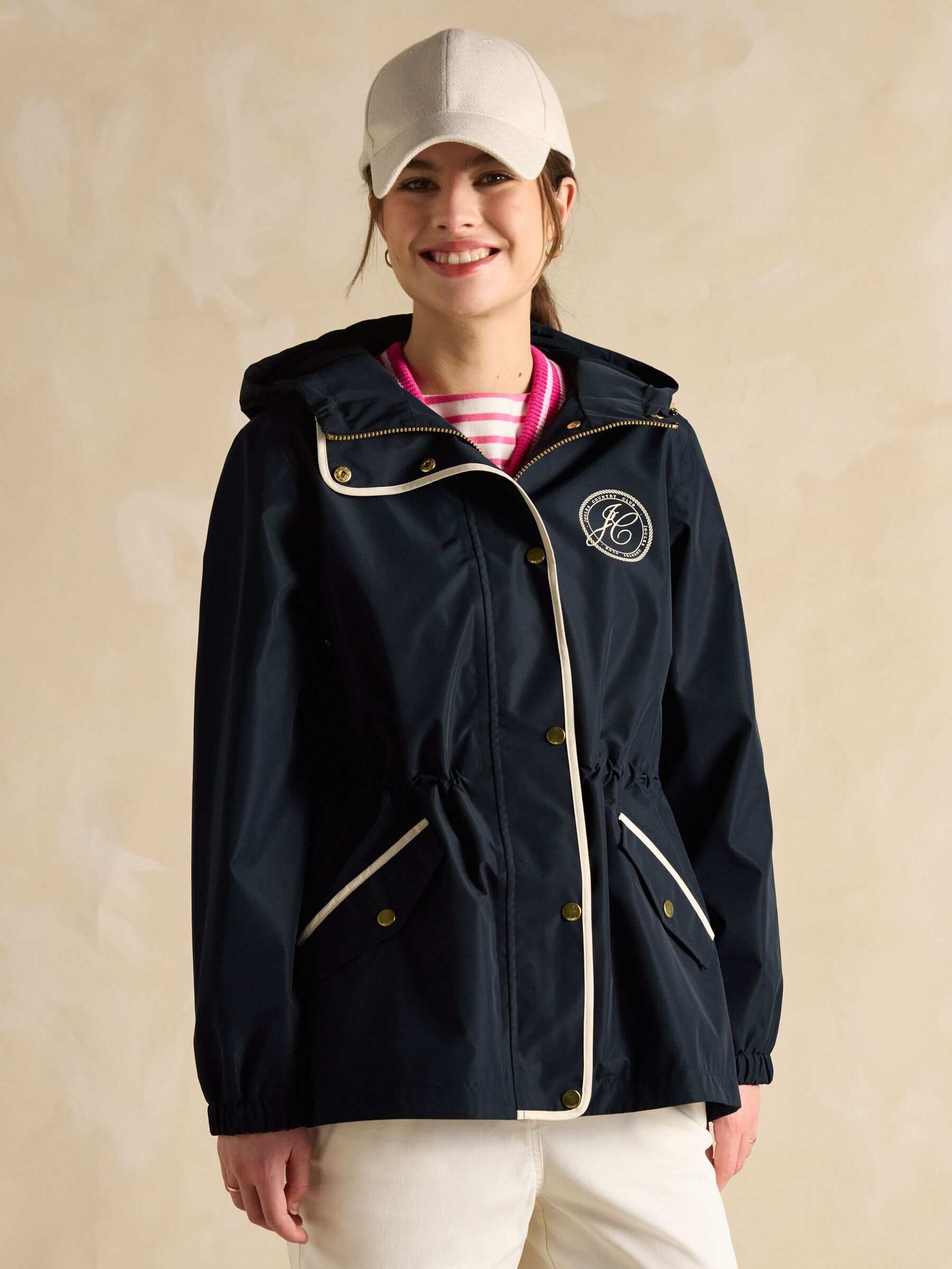 Holt Navy Blue Waterproof Packable Raincoat with Hood