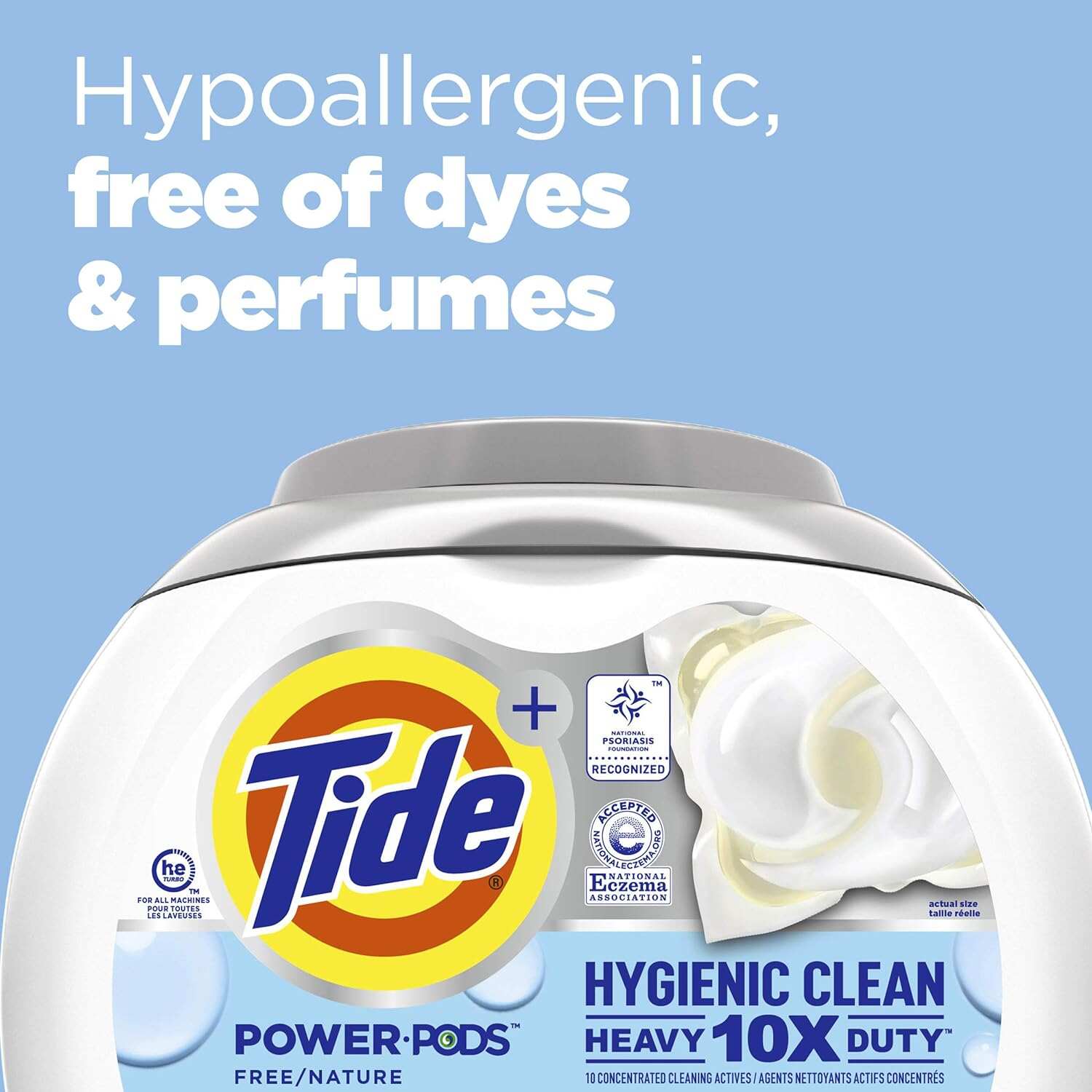 Tide Hygienic Clean Heavy Duty 10x Free Power PODS Laundry Detergent, 63 count, Unscented, For Visible and Invisible Dirt