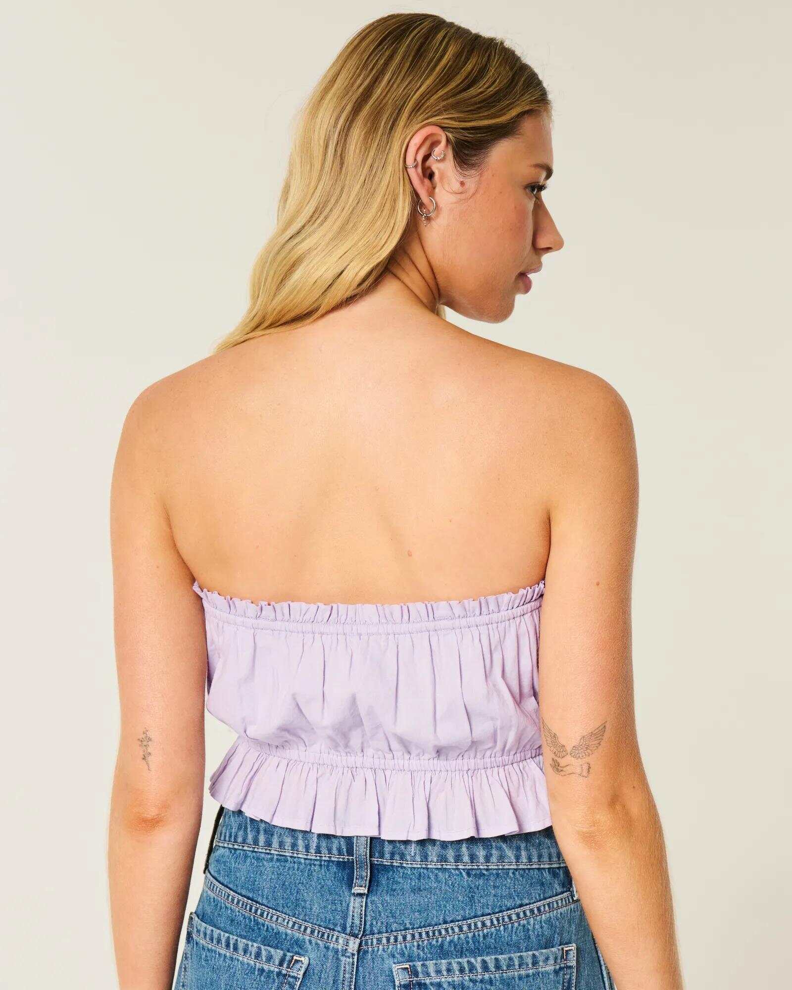 Easy Crop Strapless Lace Inset Tube Top