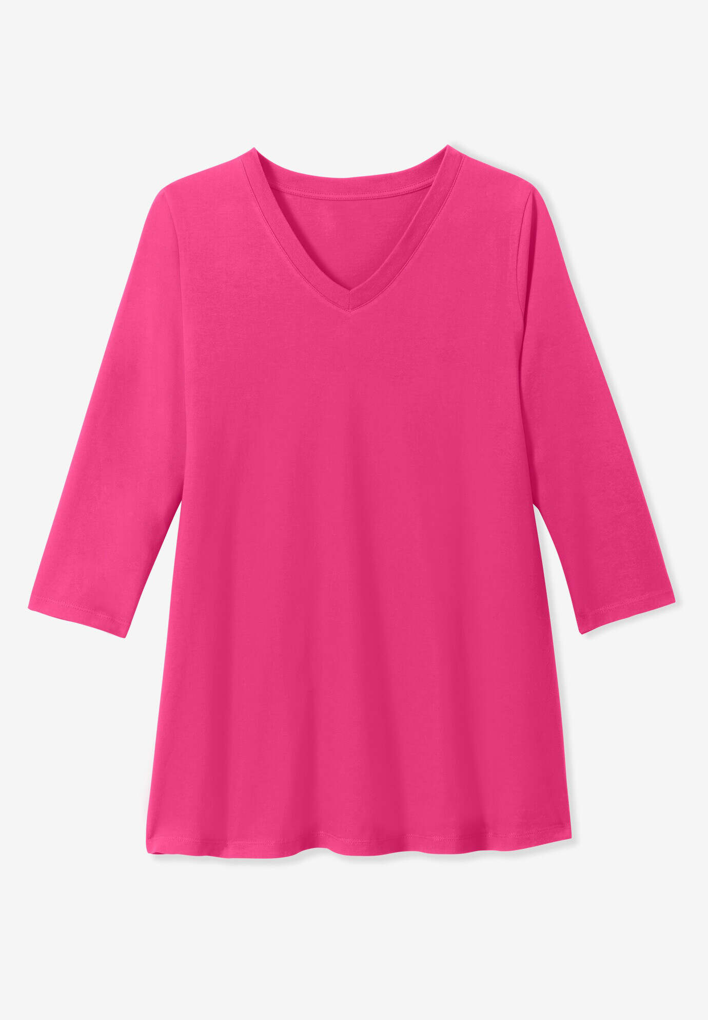 Perfect Three-Quarter Sleeve V-Neck Tunic