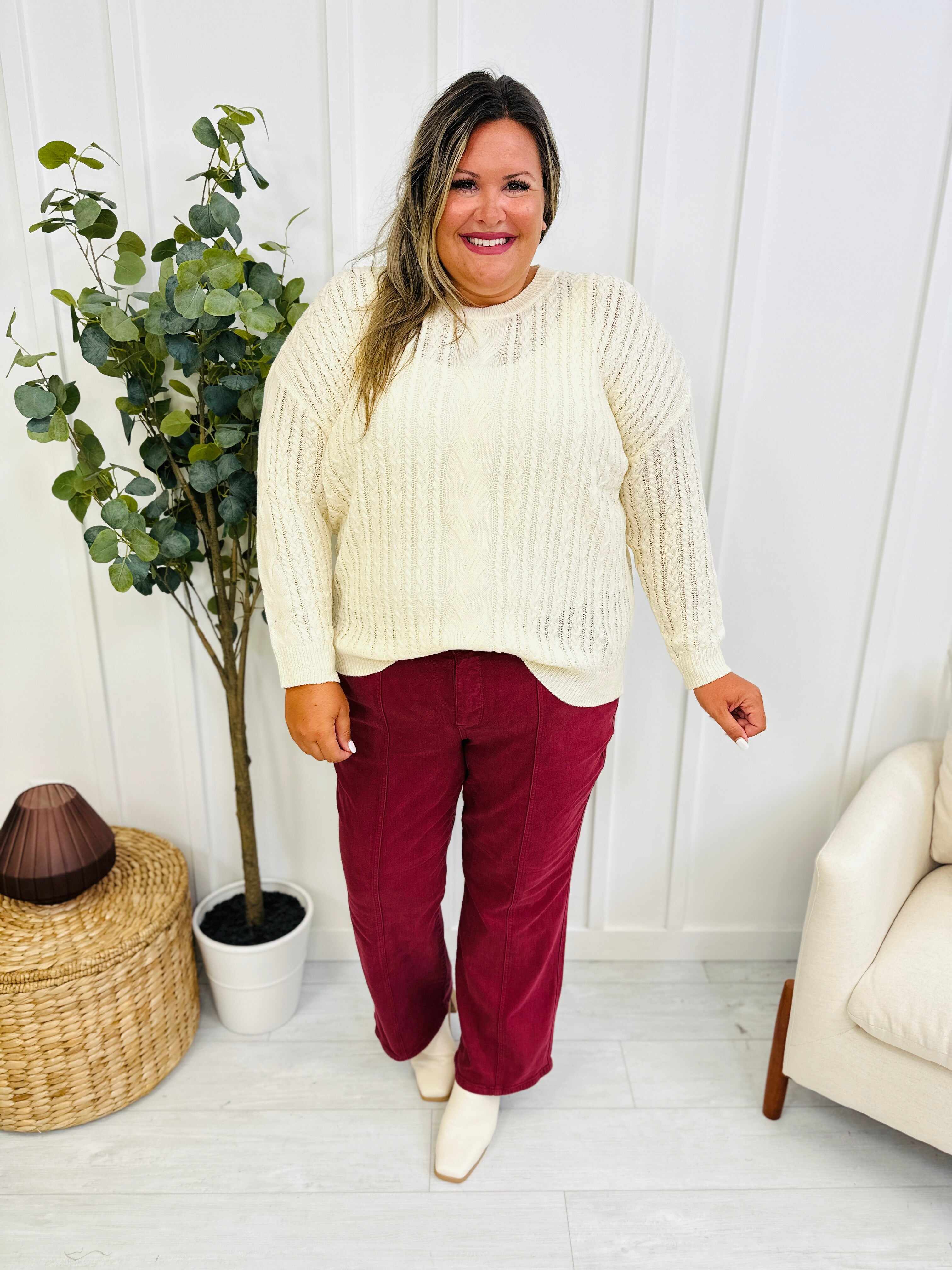 REG/CURVY Red, Red Wine Straight Burgundy Jeans