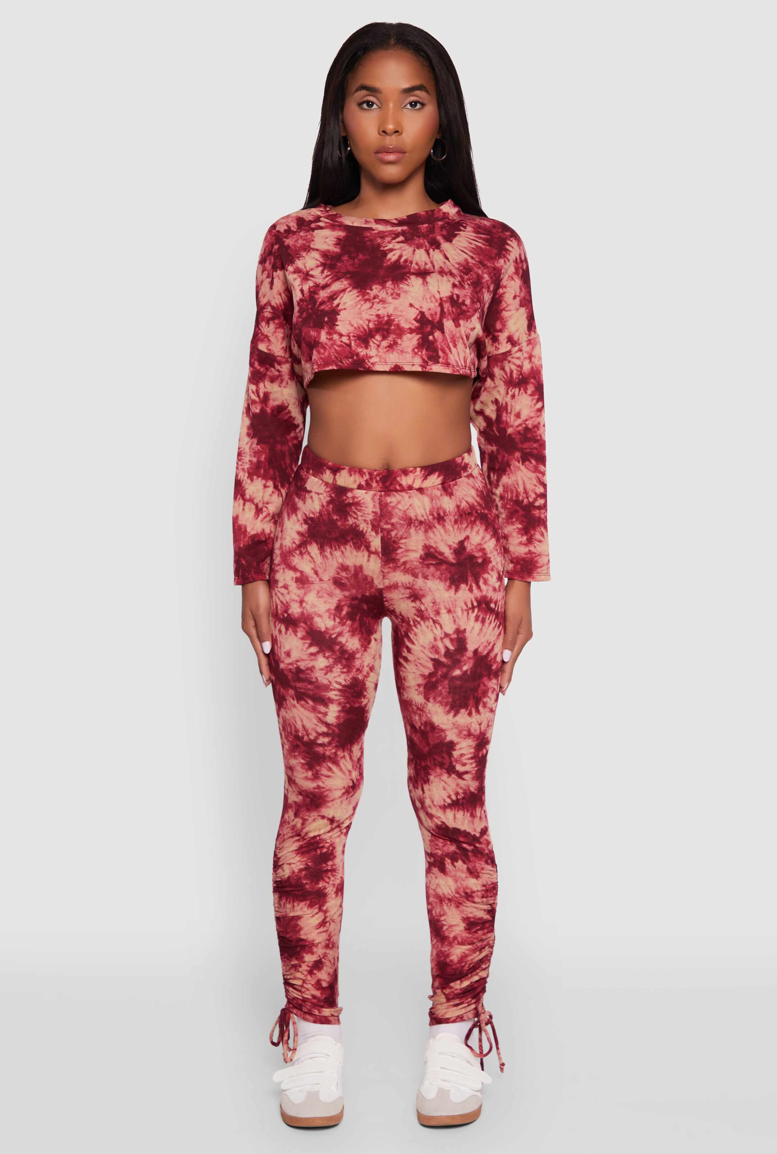 Long Sleeve Tie Dye Cropped Sweatshirt